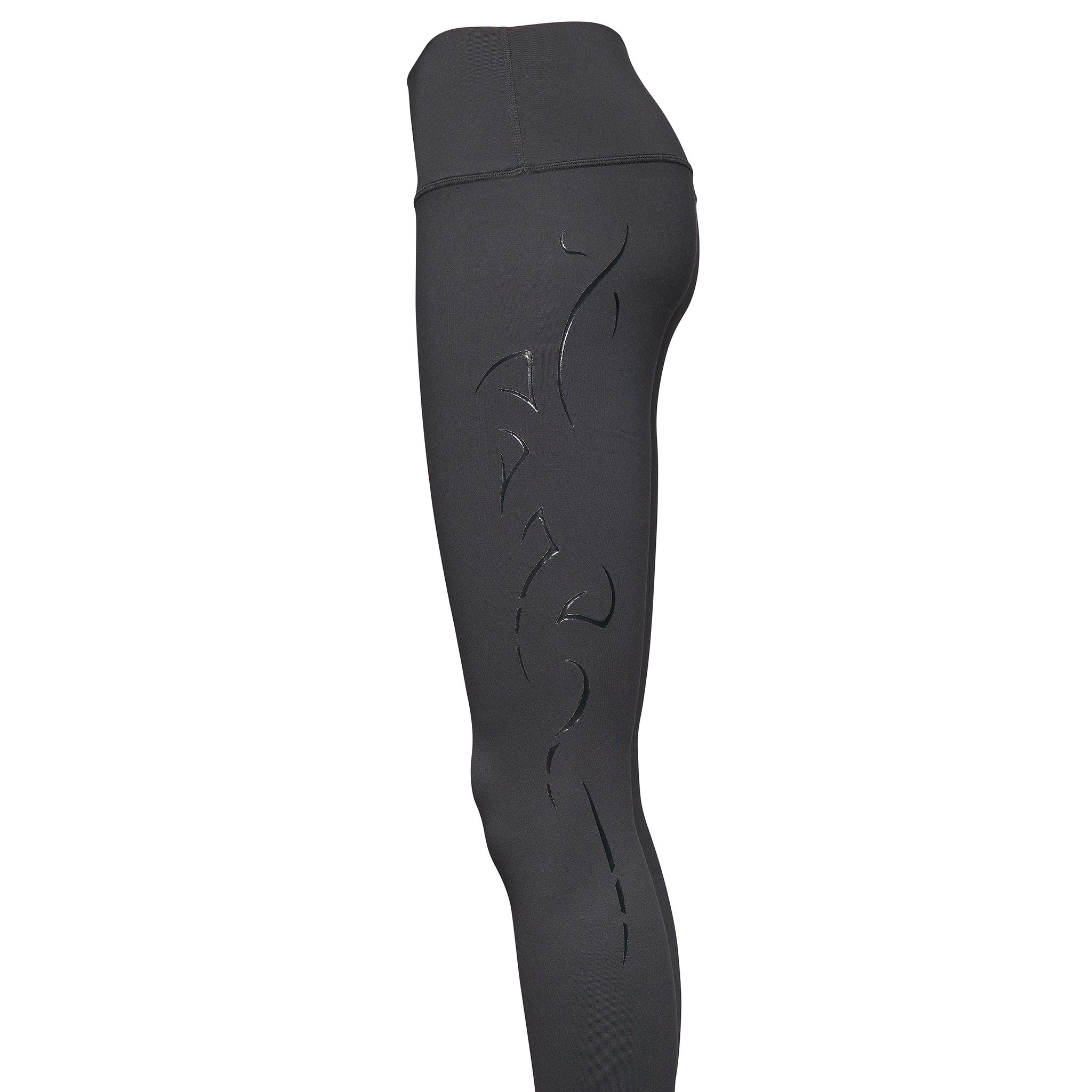 Black High-Waisted Leggings with Metallic Black Graphic - Image 6