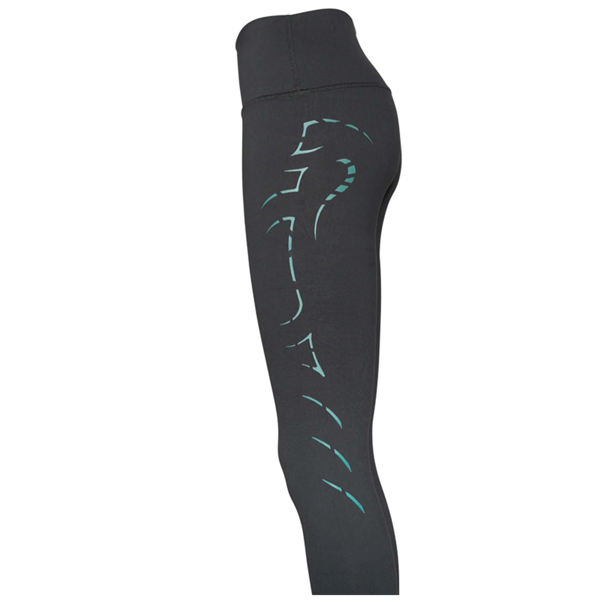 Black High-Waisted Leggings with Teal Cobra Graphic - Image 11