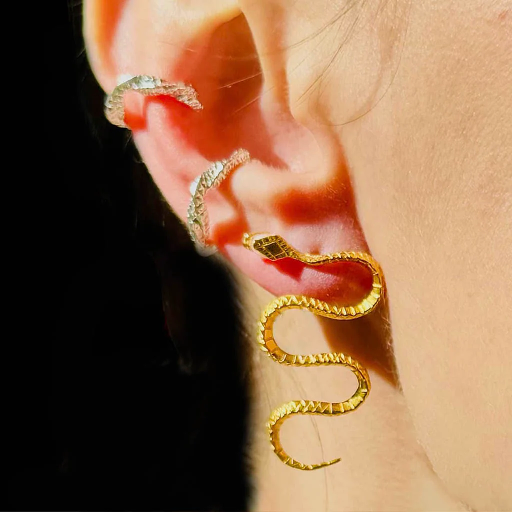 Maya Snake Earrings | Brass Gold - Image 2