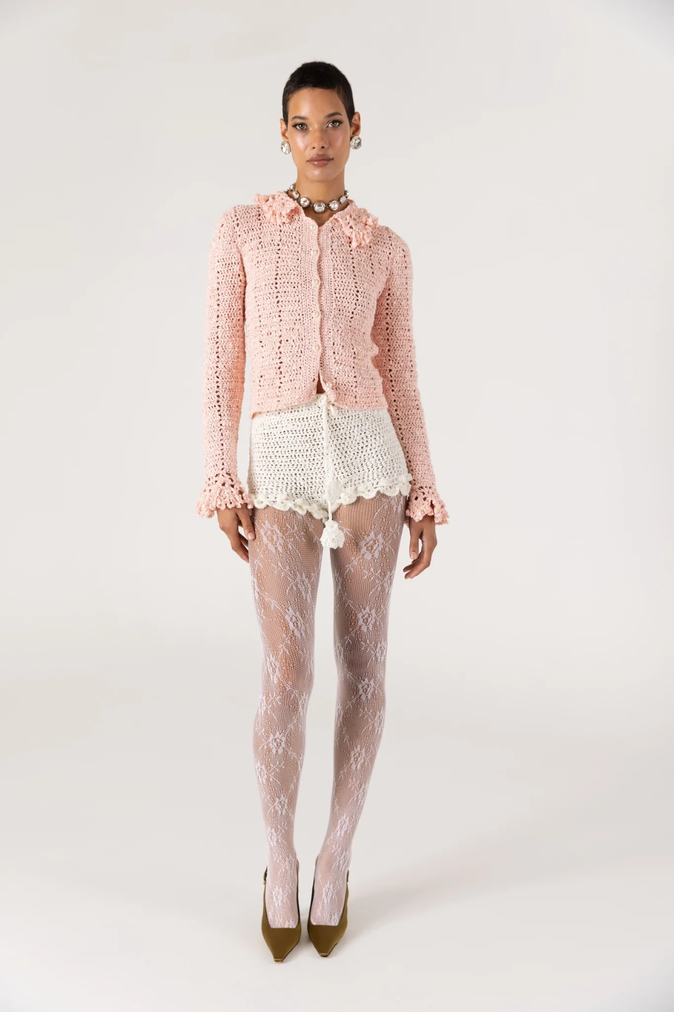 Chrysanthemum Handmade Crochet Jacket | Pink - Image 3