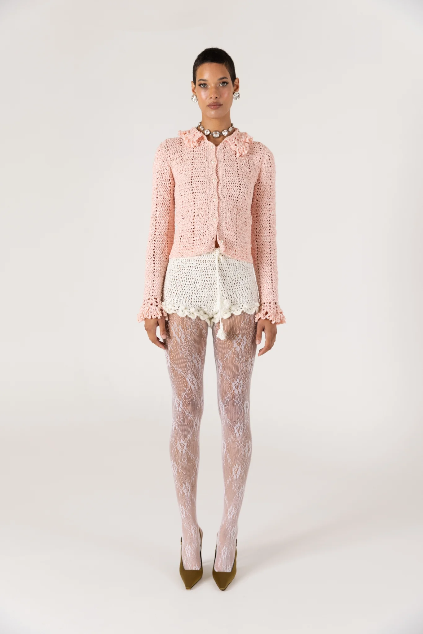 Chrysanthemum Handmade Crochet Jacket | Pink - Image 4
