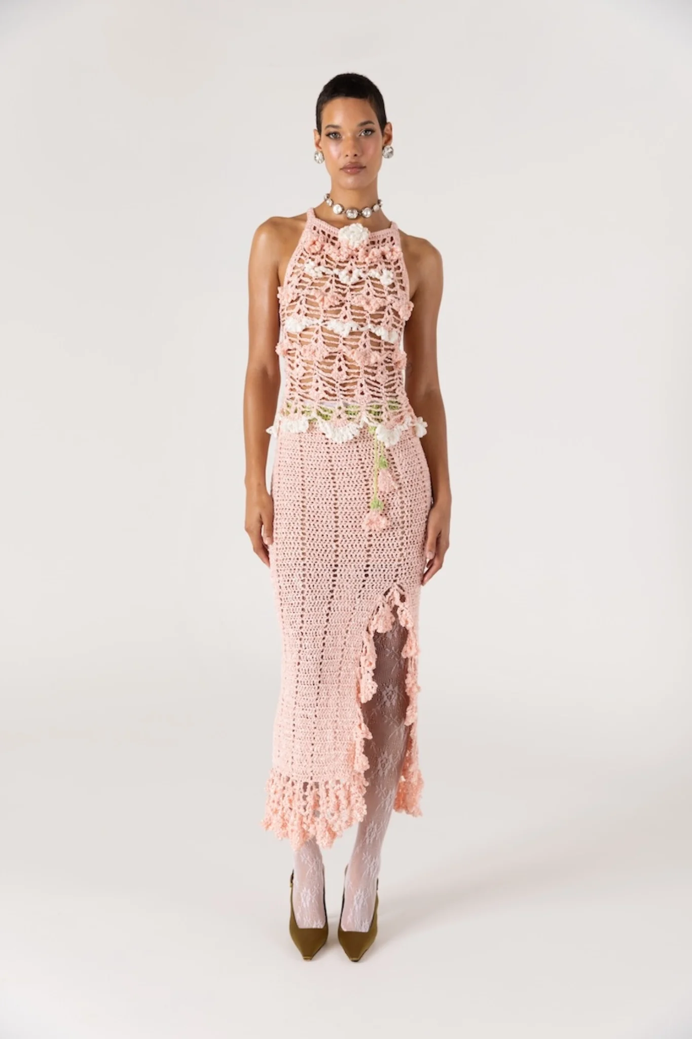 Chrysanthemum Handmade Crochet Skirt | Pink - Image 3