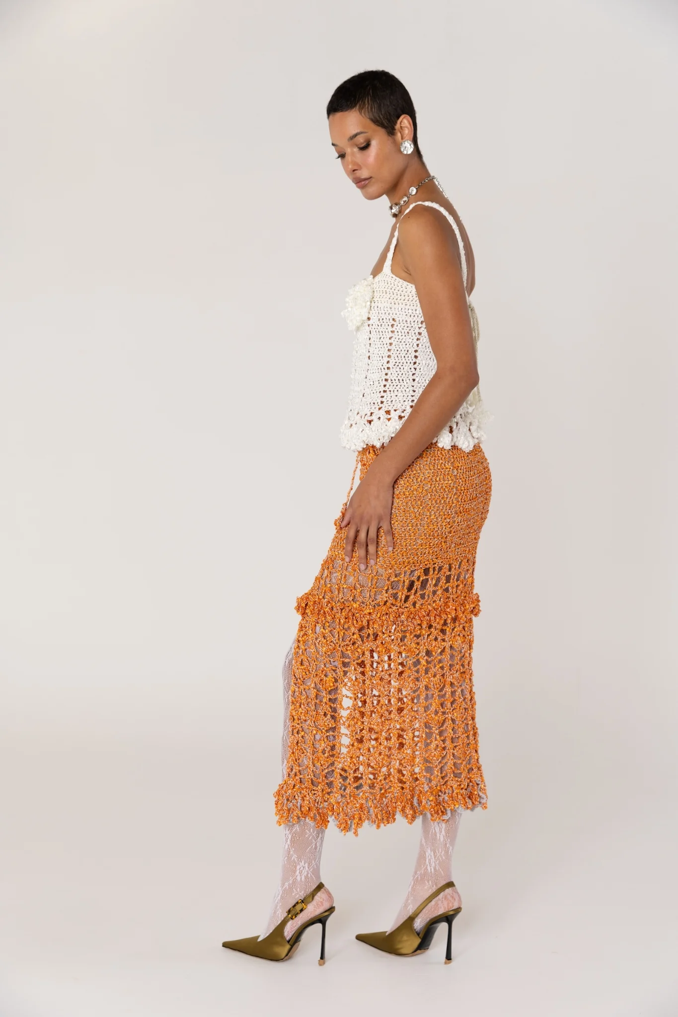 Chrysanthemum Handmade Crochet Top | White - Image 13