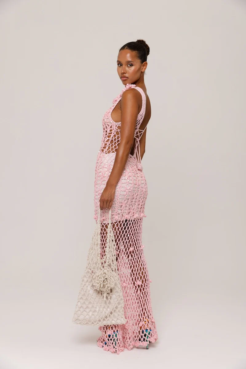 Pink Vanilla Handmade Maxi Crochet Dress - Image 10