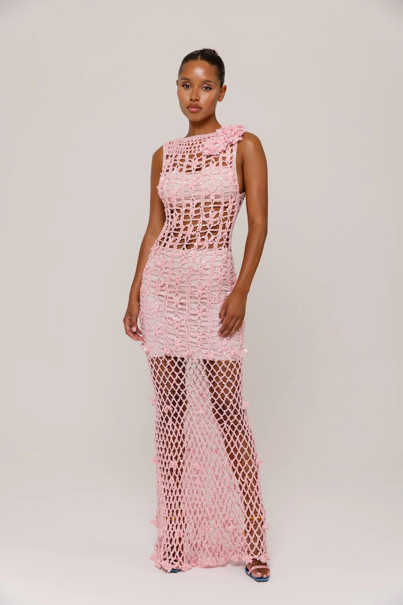 Pink Vanilla Handmade Maxi Crochet Dress - Image 16