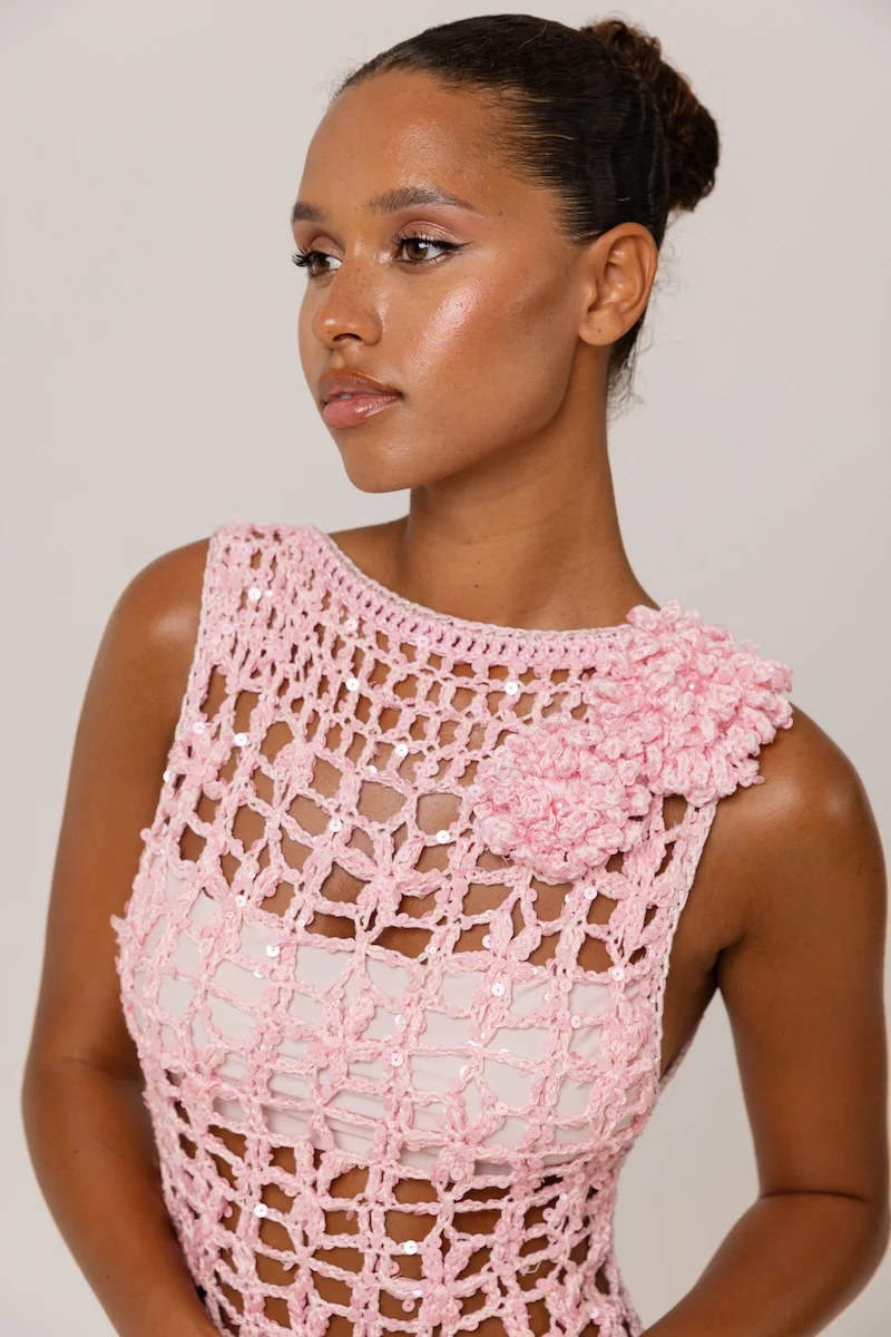 Pink Vanilla Handmade Maxi Crochet Dress - Image 18