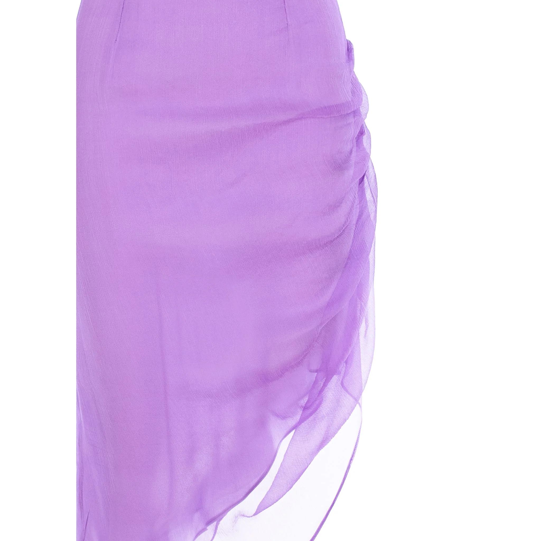 Rose Asymmetric Silk Midi Dress With Straps And Side Gathering - Image 4