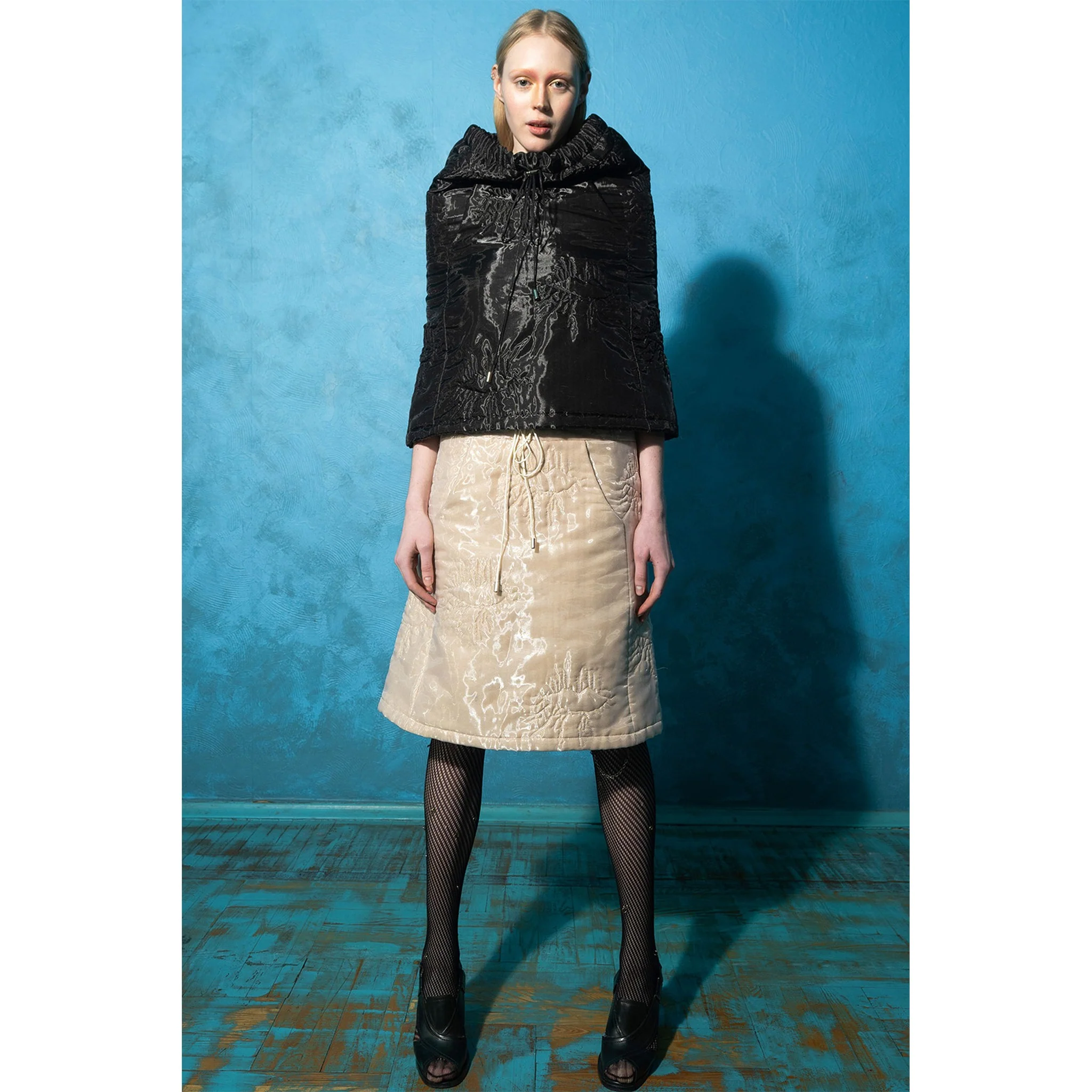 Beige Organza Trapeze Skirt - Image 2