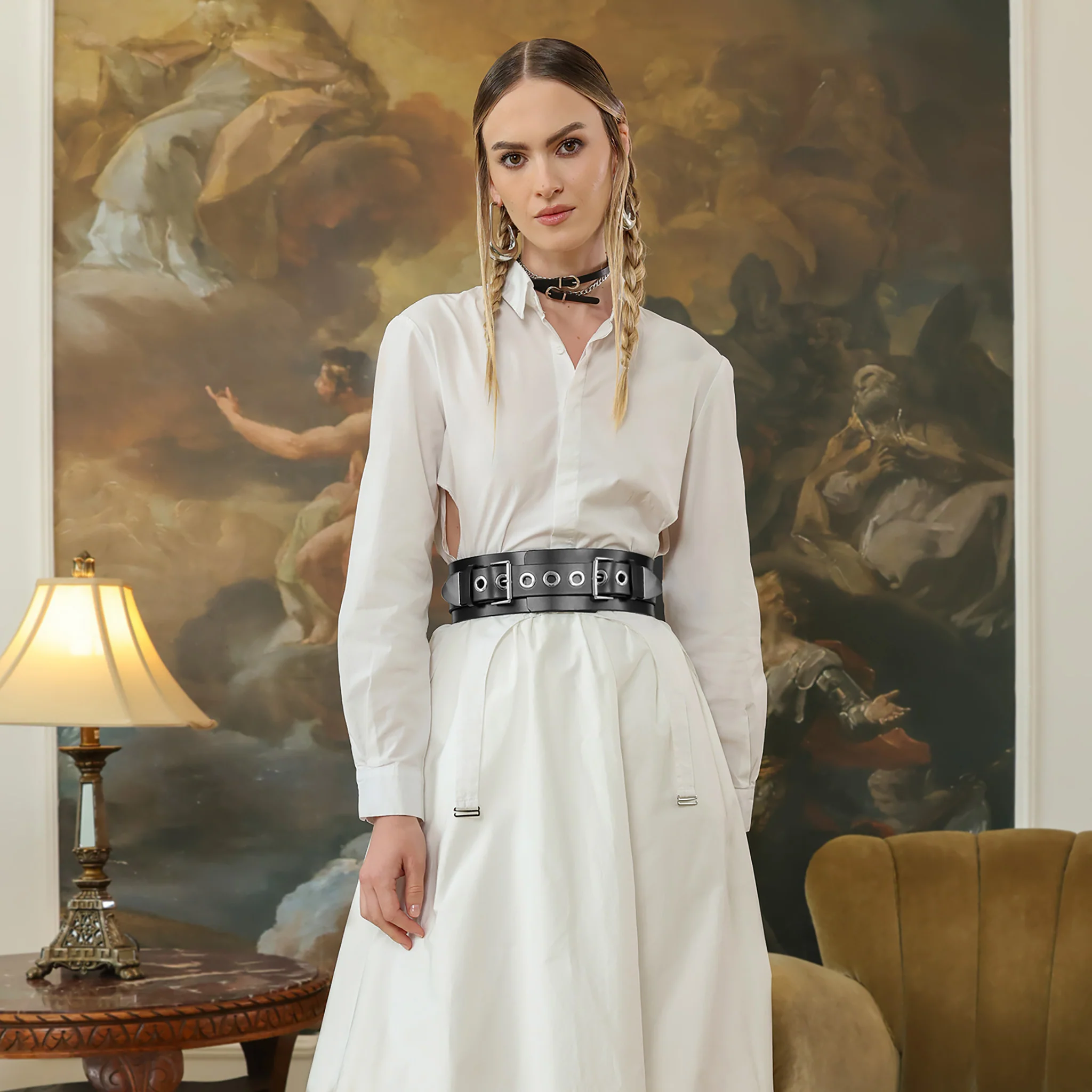 Black Eyeleted Wide Belt - Image 2