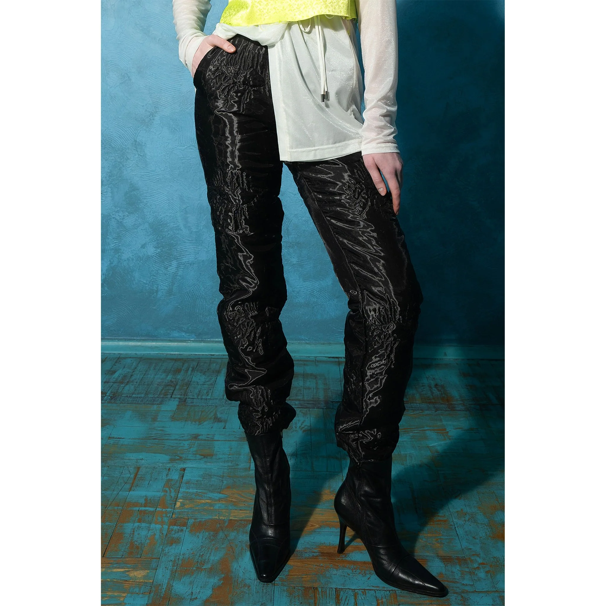 Black Organza Straight Pants - Image 3