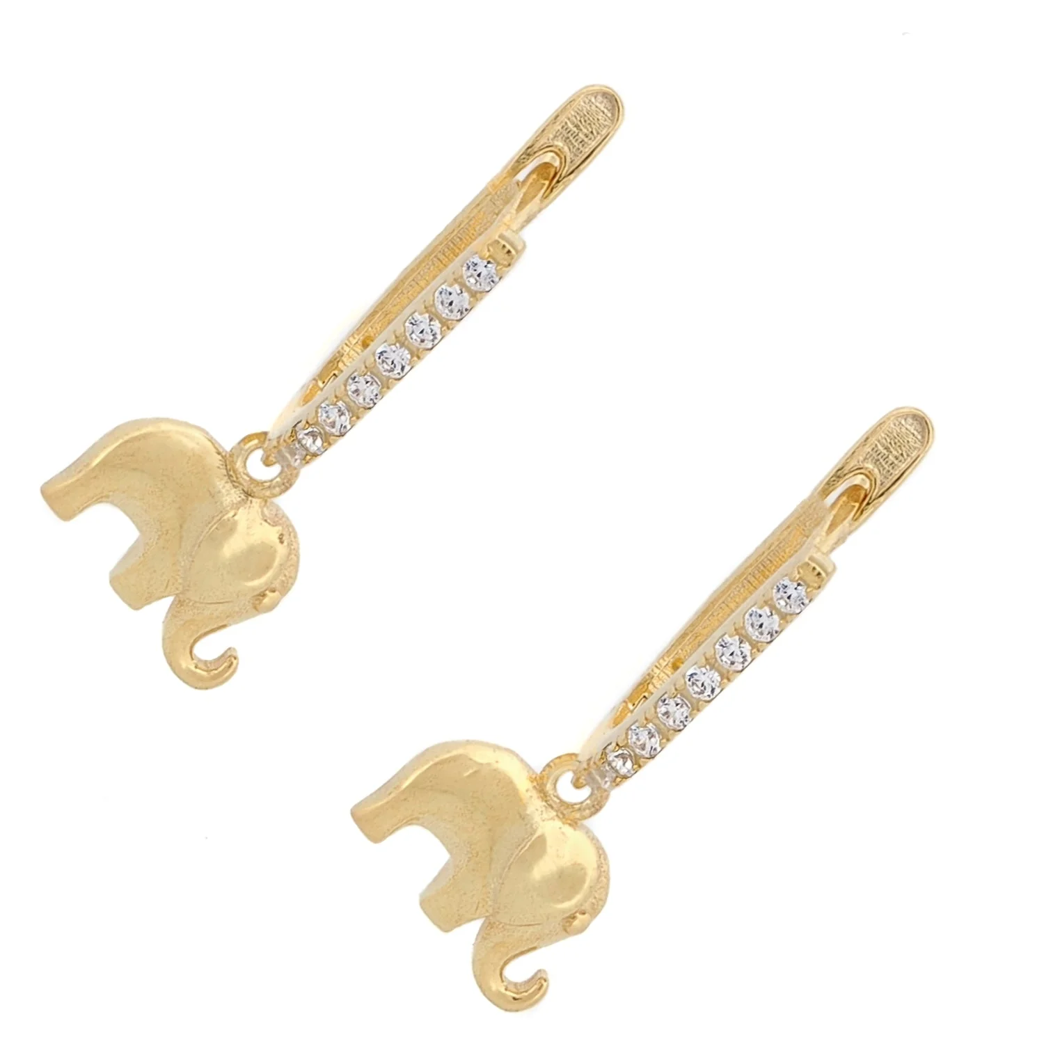 Dainty Gold Lucky Elephant Earrings - Image 3