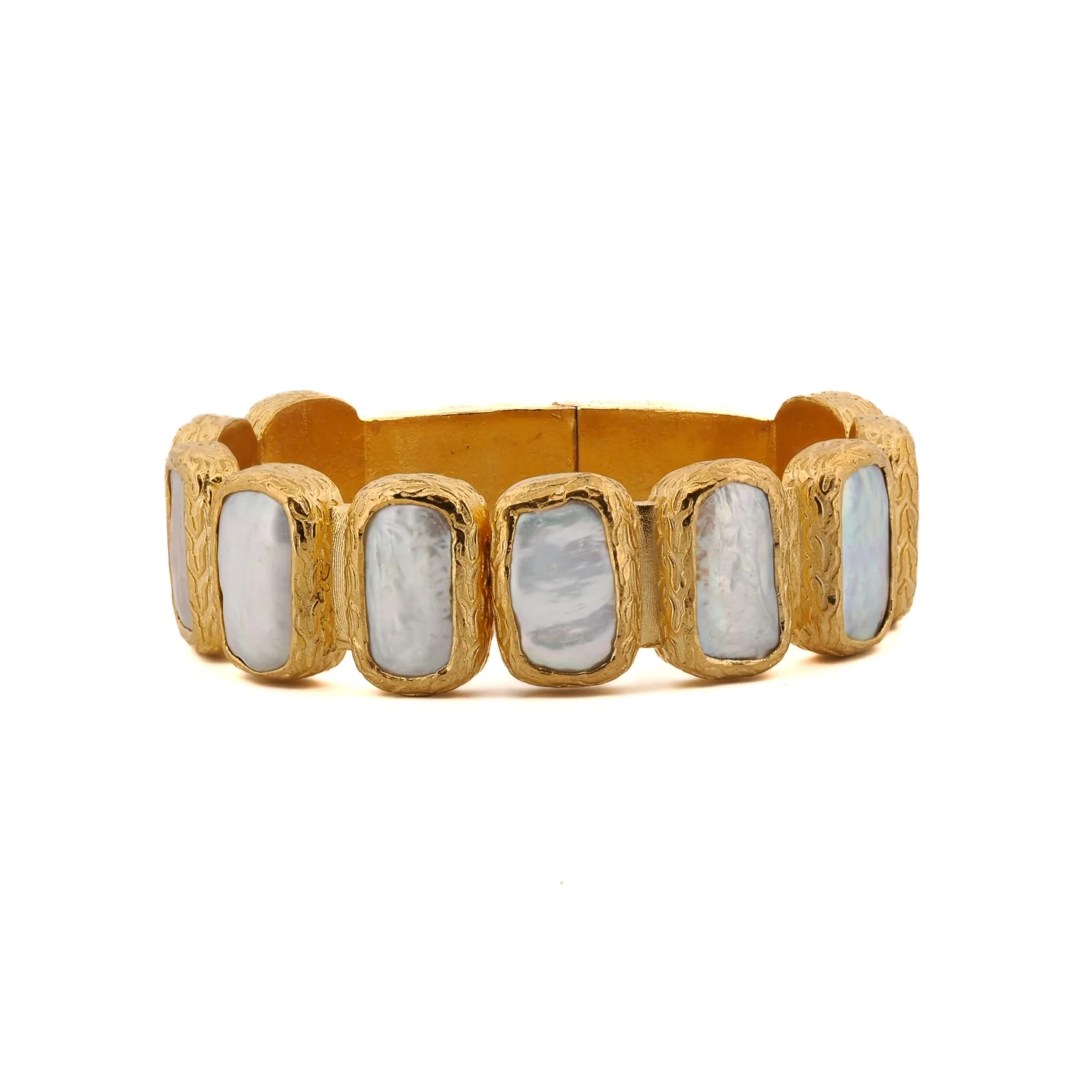 Golden Pearl Bangle Bracelet
