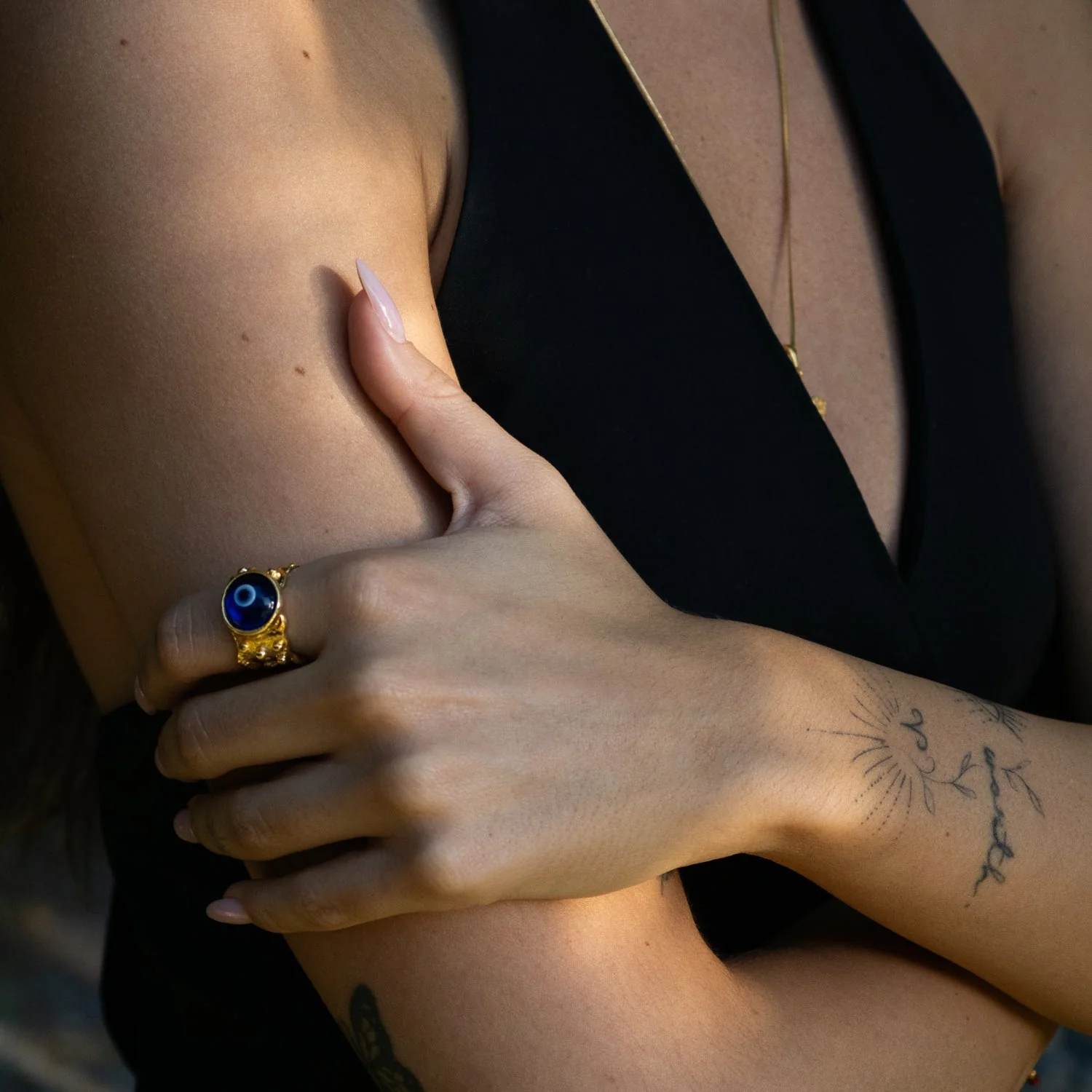 Guardian Evil Eye Adjustable Gold Ring - Image 5
