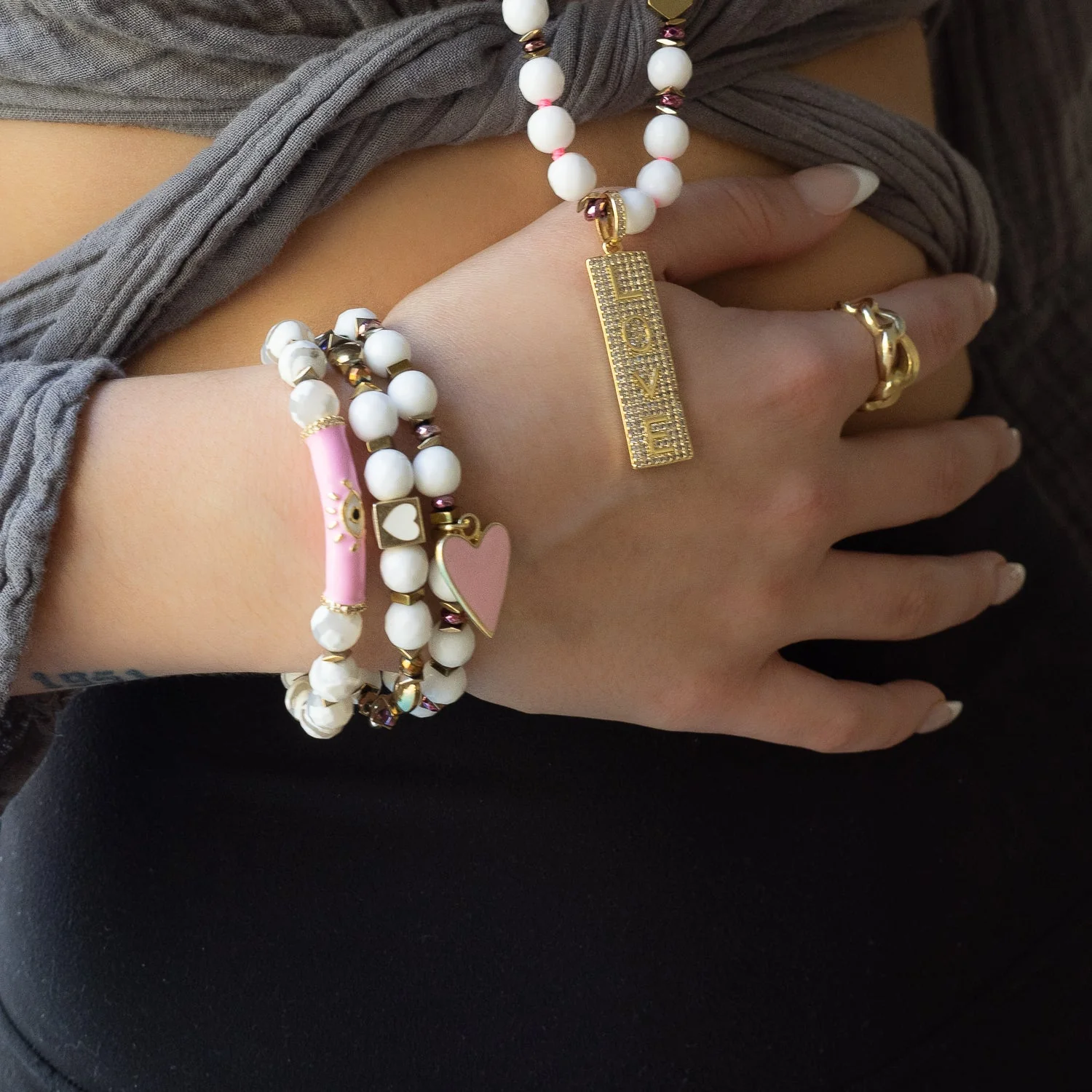Pink Evil Eye Bracelet - Image 2