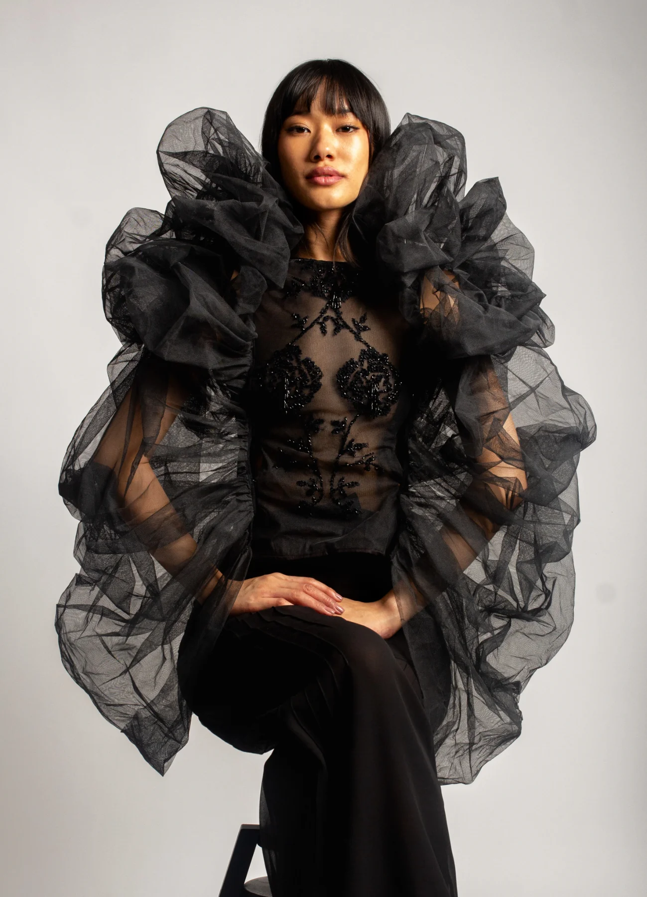 Embroidered Top with Detachable Sleeves - Image 2