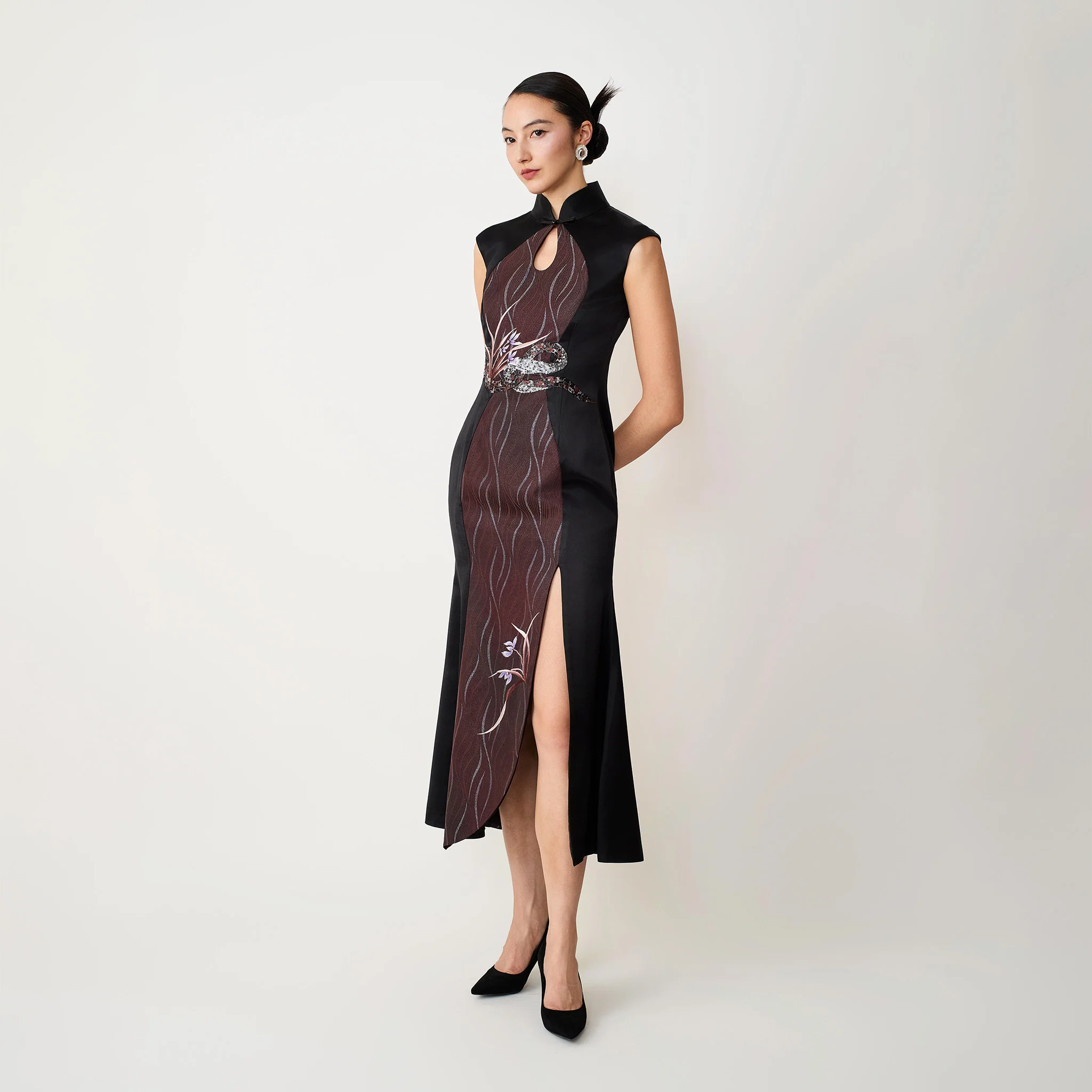 Ombre Brown Snack & Orchid Qipao - Image 3