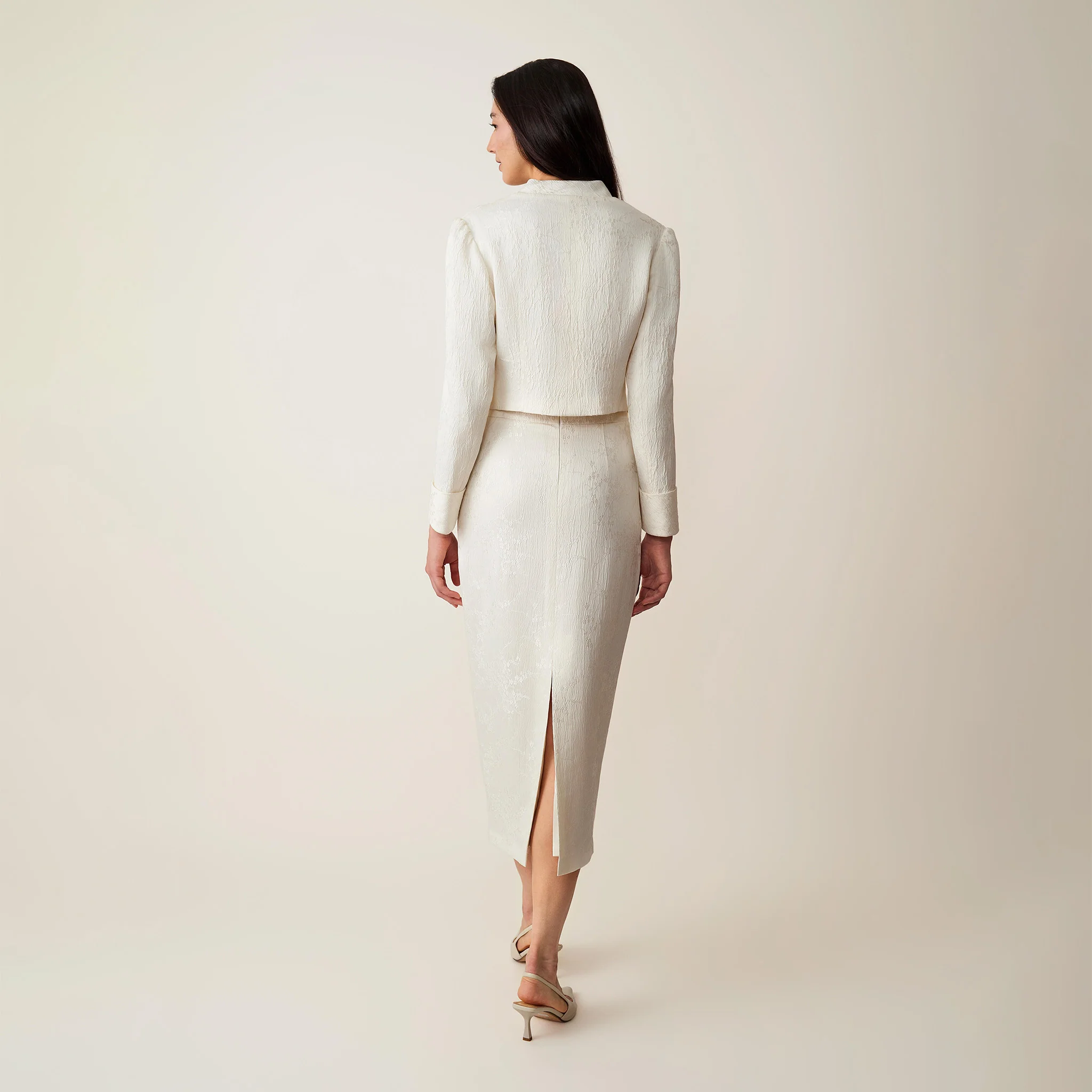 White Asymmetrical Cropped Blazer - Image 3