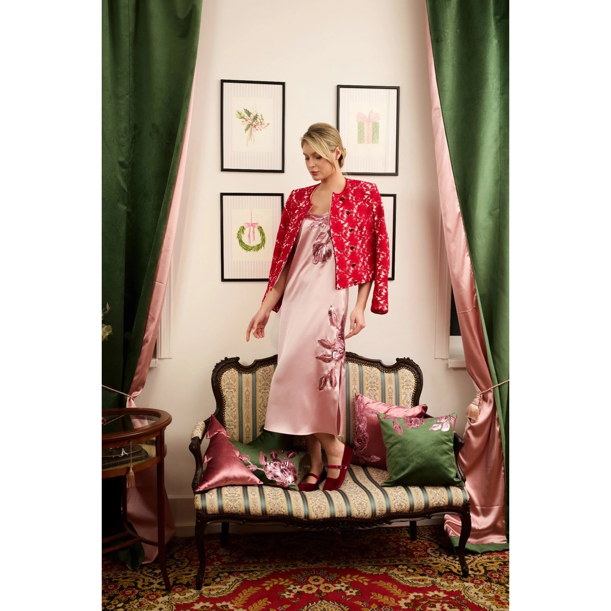 Blush Pink Satin Slip Midi Dress - Image 3