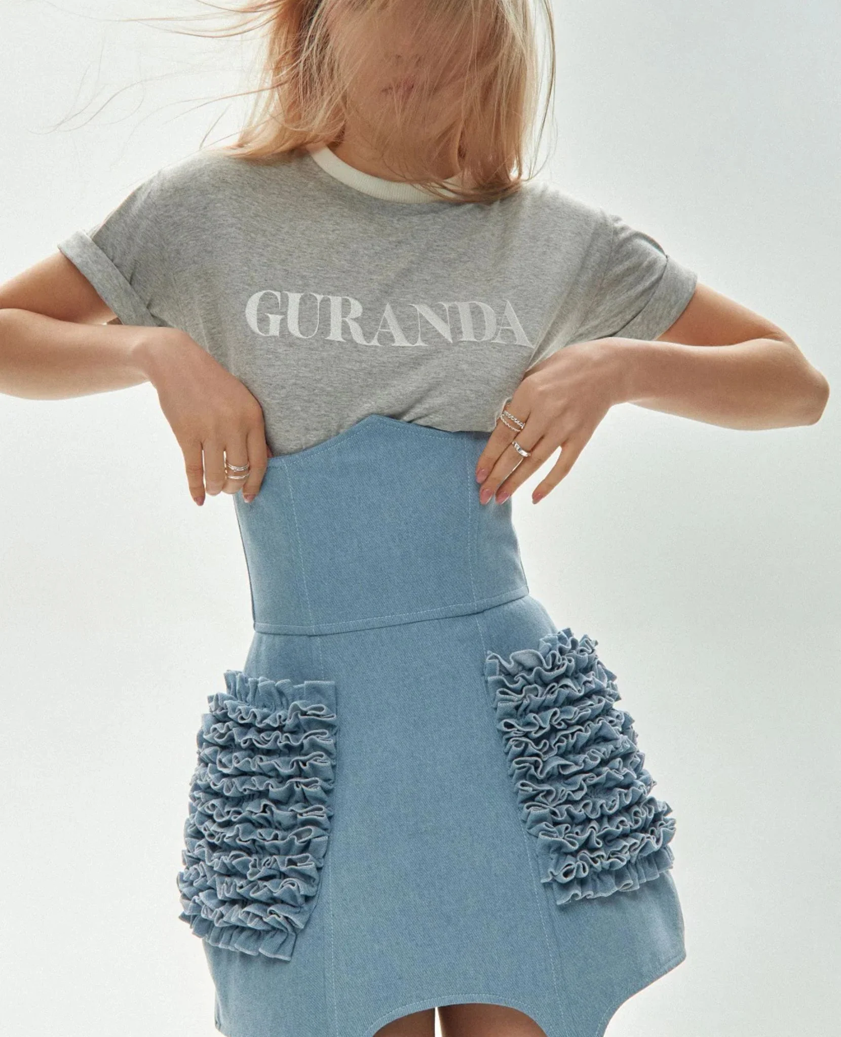 Ruffled Corset Denim Skirt - Image 5