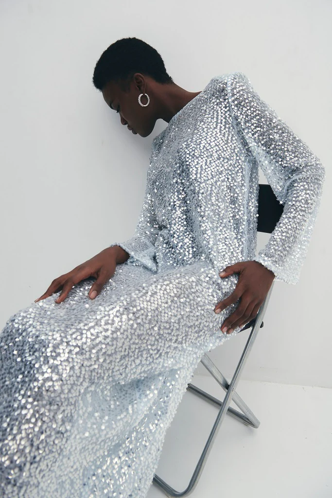 Long Sleeve Sequined Dress - Image 3