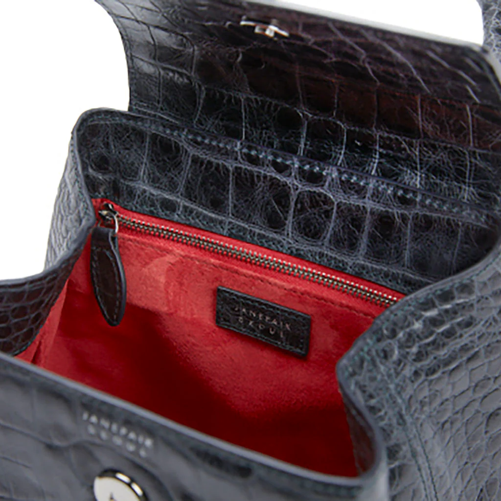 Anne Crocodile-Effect Leather Bag | Navy - Image 4