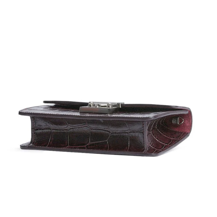 Clutch M Crocodile-Effect Leather Clutch | Burgundy - Image 3