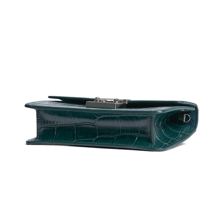 Clutch M Crocodile-Effect Leather Clutch | Green - Image 3