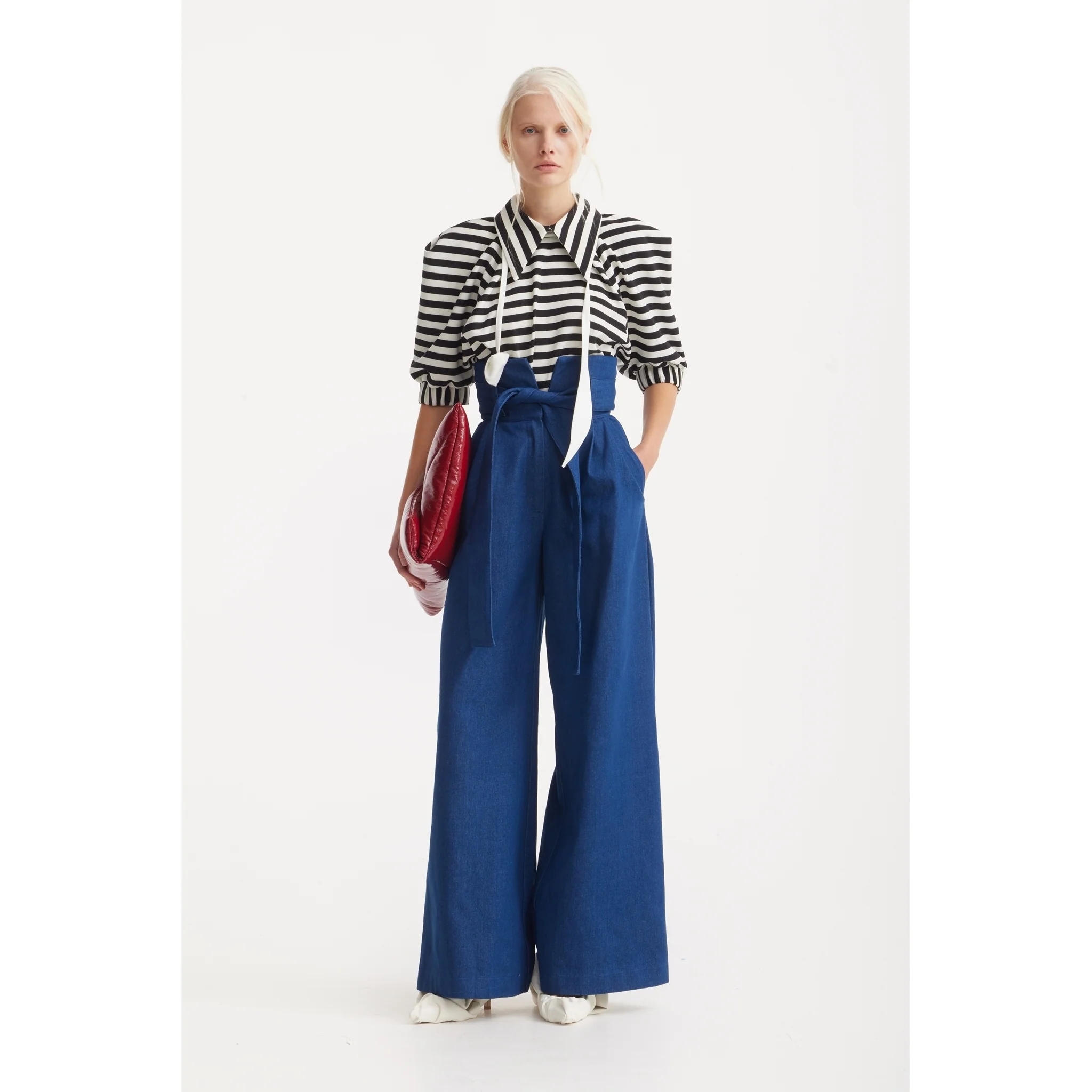 Designer Blouse With Black White Stripes - Image 6