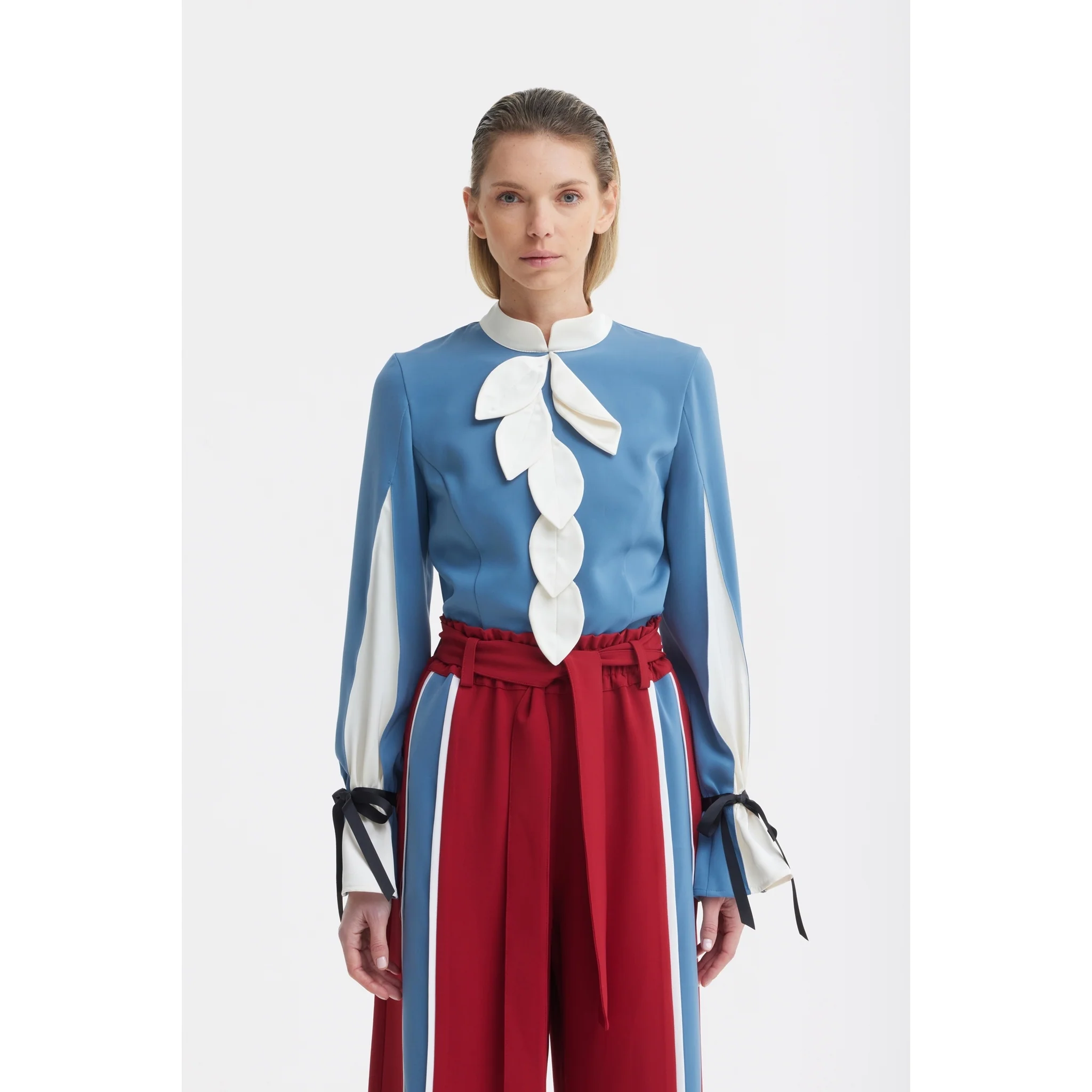 Elegant Fitted Blouse - Blue - Image 2
