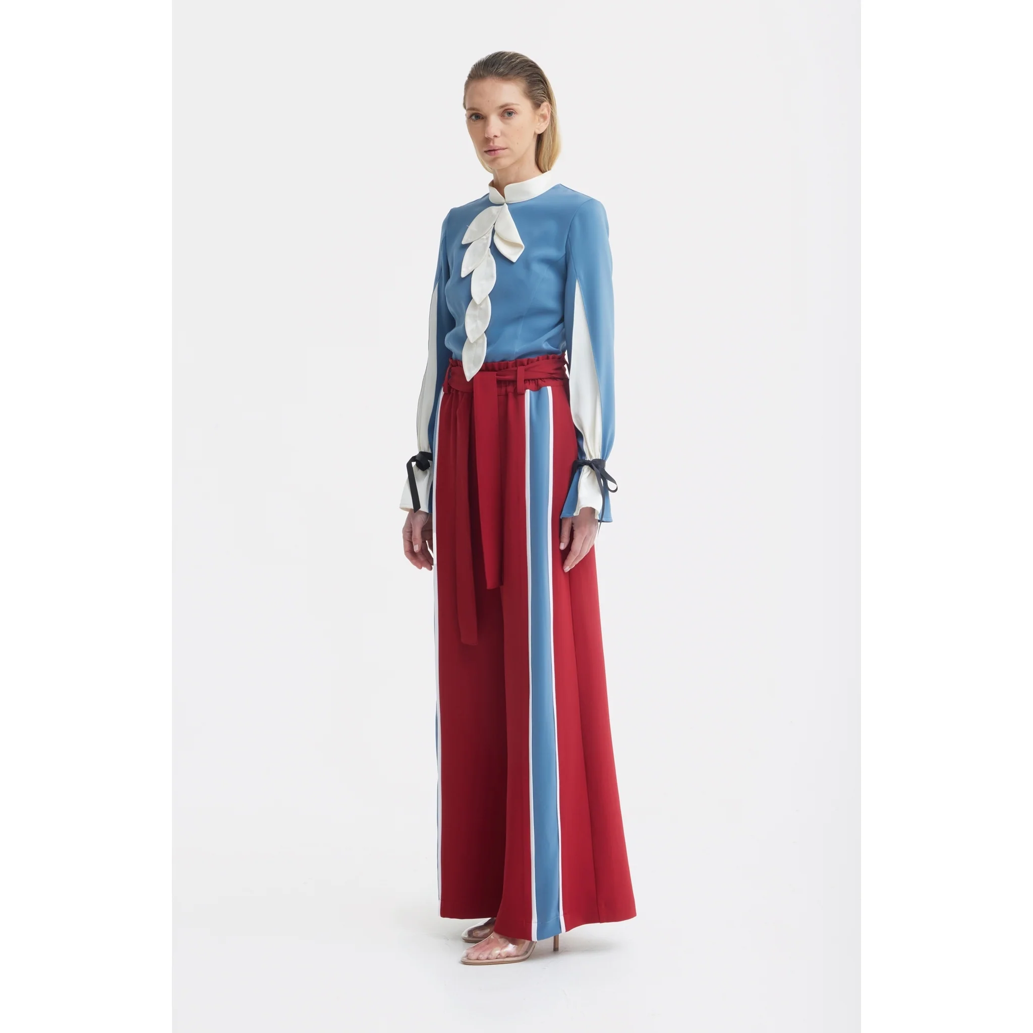 Elegant Fitted Blouse - Blue - Image 4