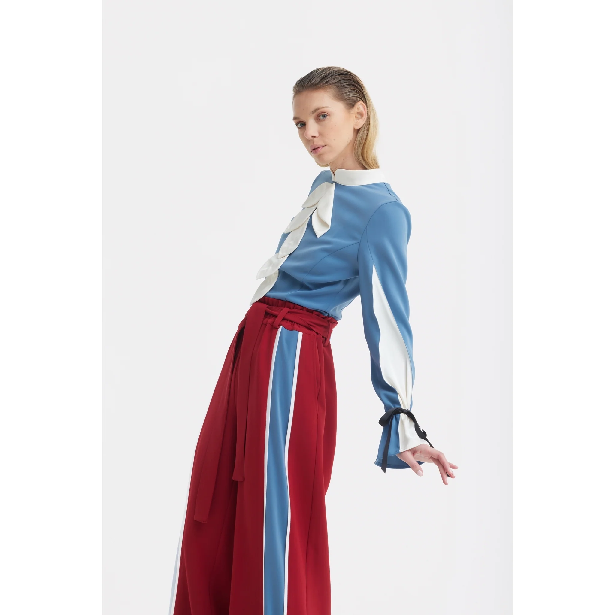 Elegant Fitted Blouse - Blue - Image 7