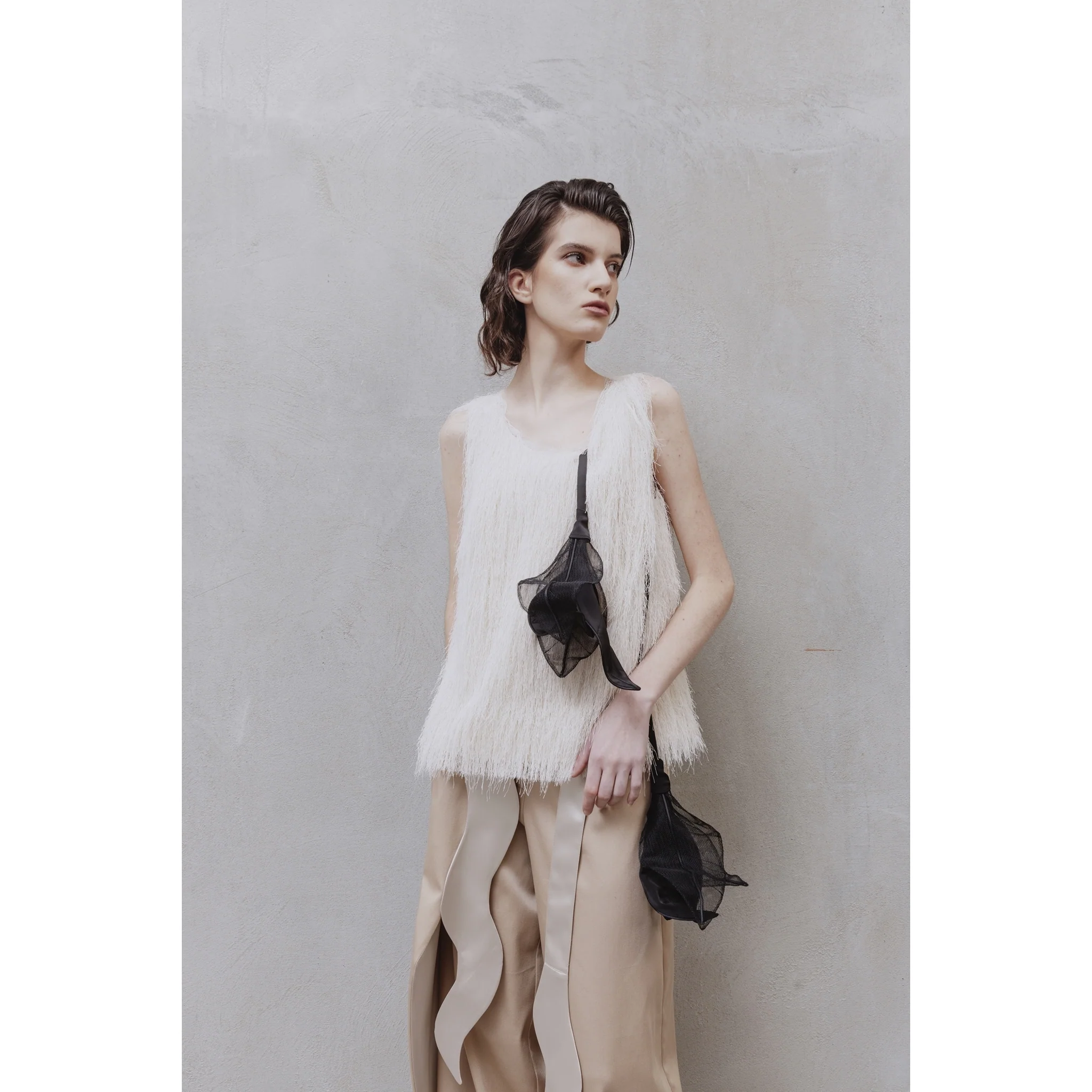 High-Waist Wrap Trousers - Beige - Image 12