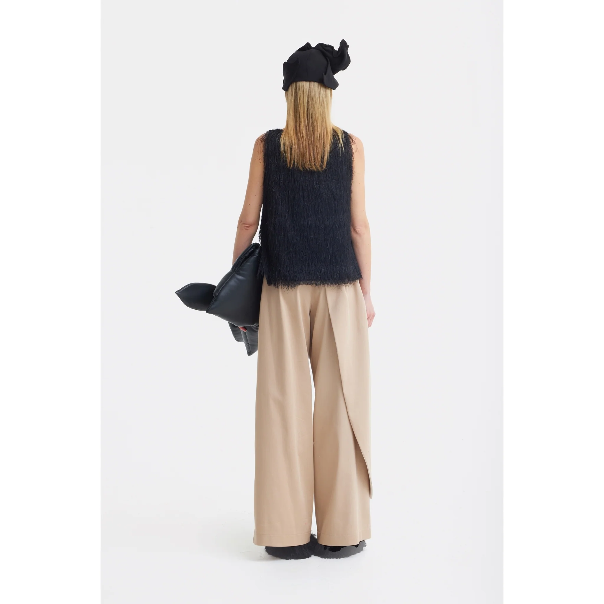 High-Waist Wrap Trousers - Beige - Image 5