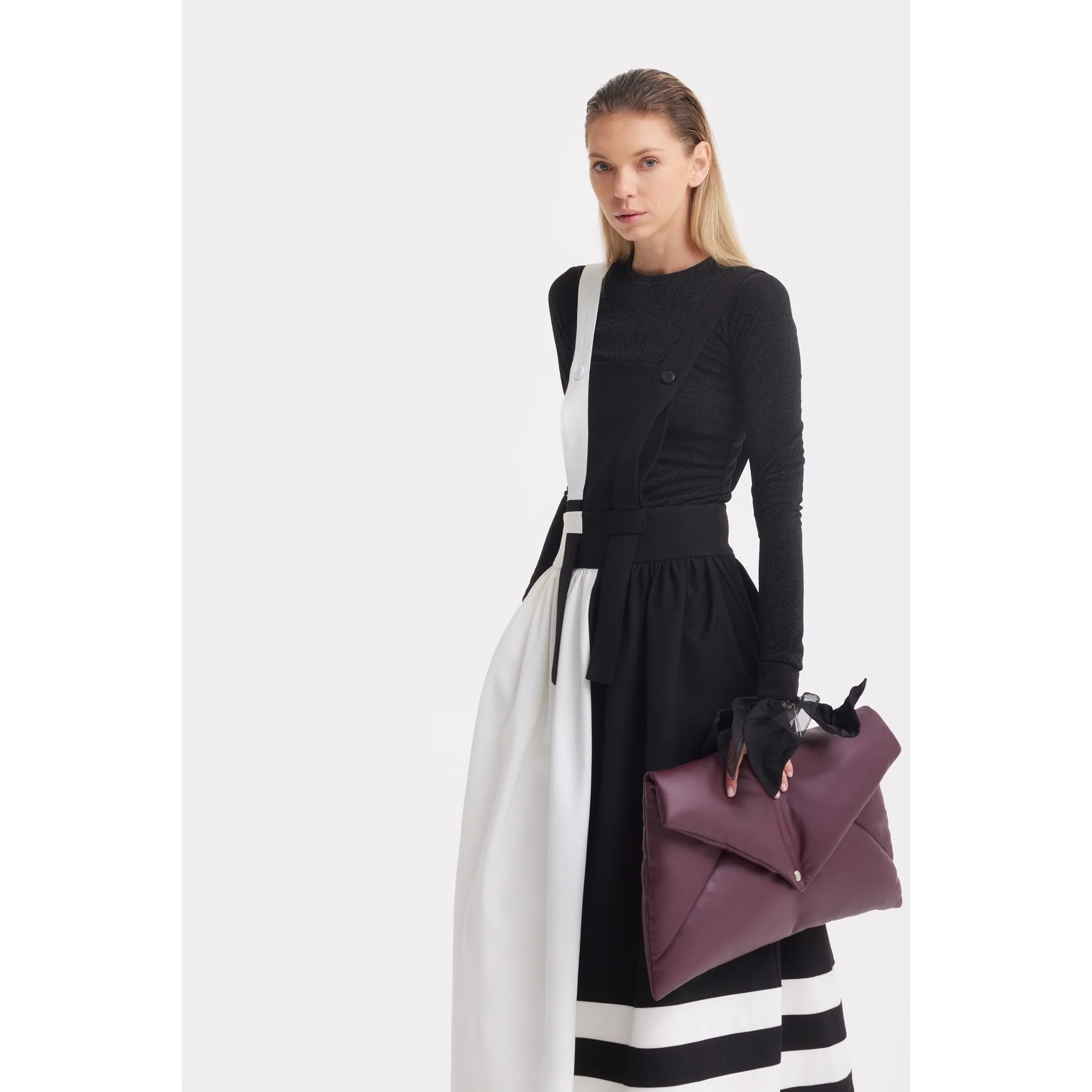 Midi Apron Dress With Adjustable Straps - Black Ivory - Image 13