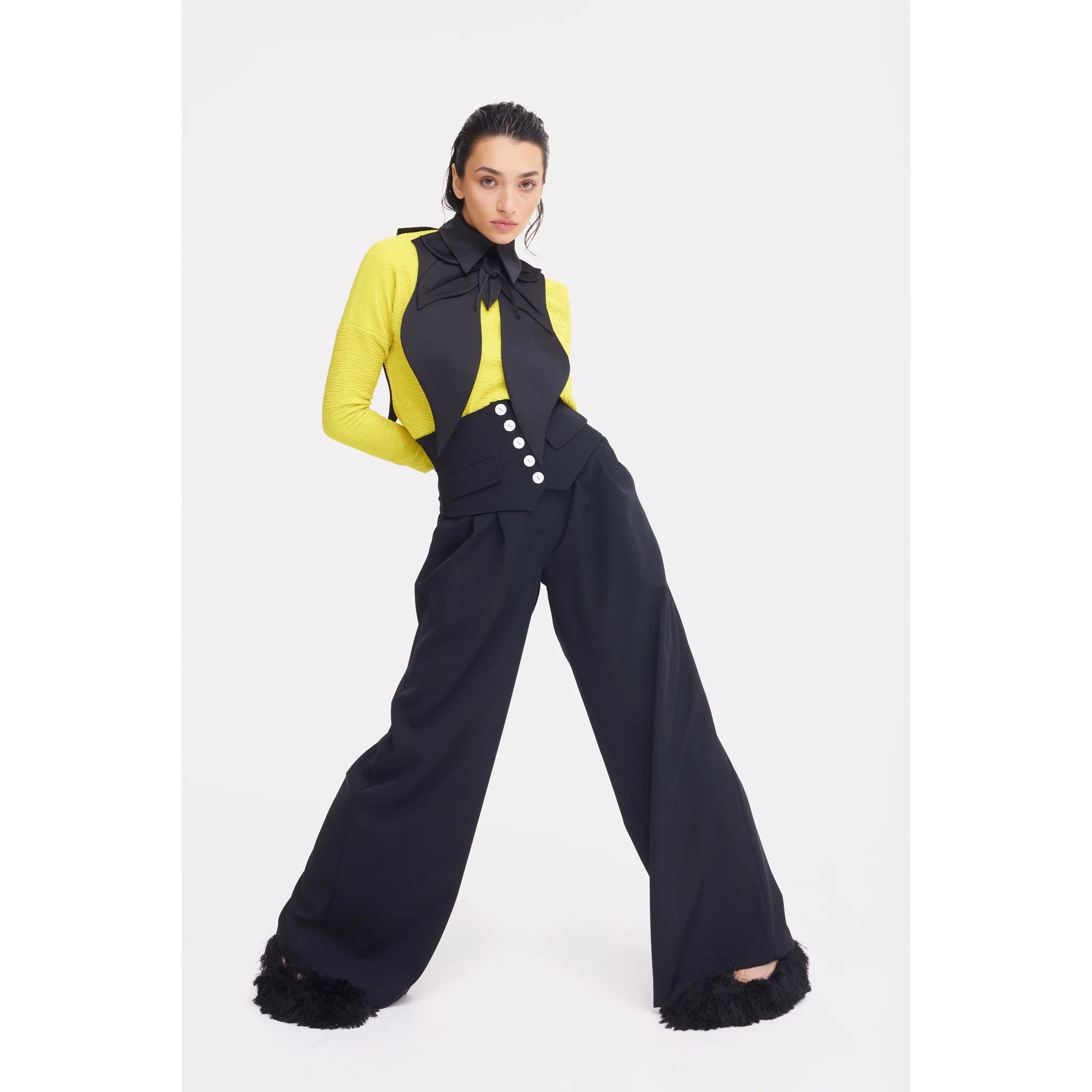 Oversized Satin Bib Collar - Black - Image 6