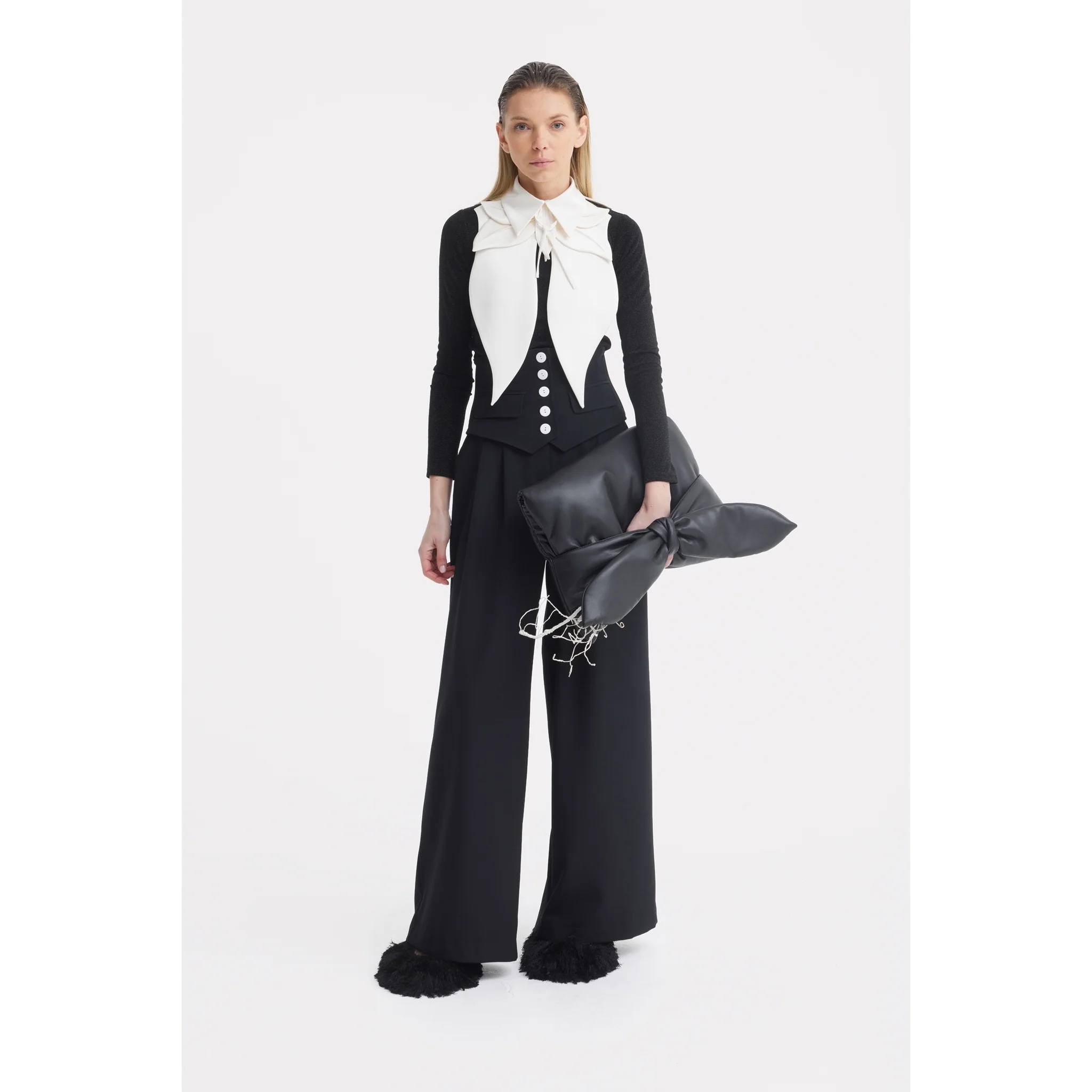 Oversized Satin Bib Collar - Ivory - Image 4