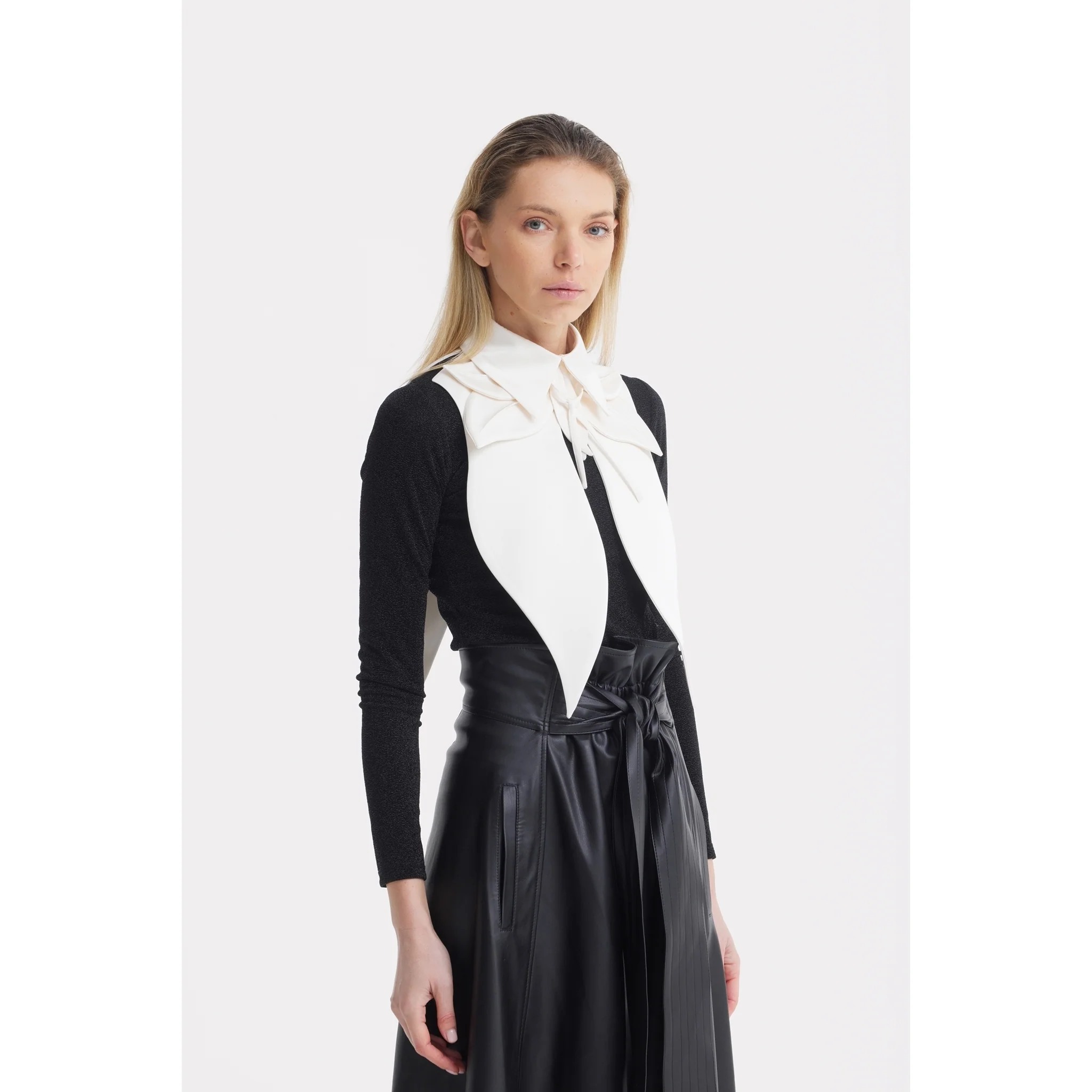 Oversized Satin Bib Collar - Ivory - Image 8