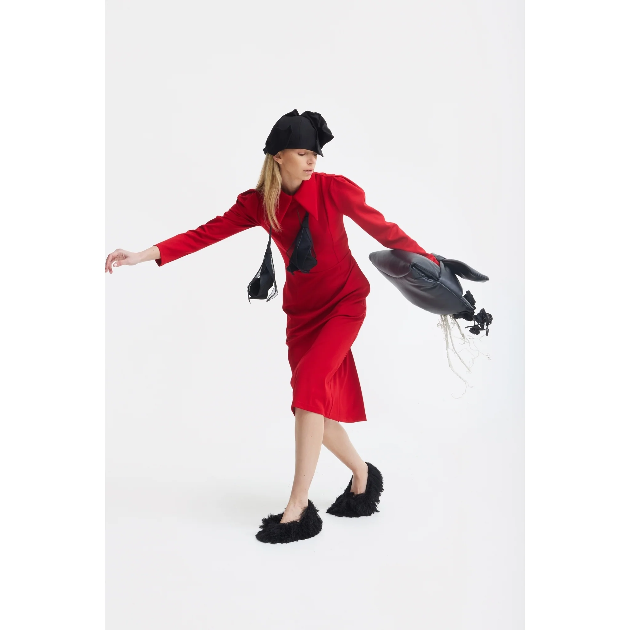 Solid Formal Midi Dress - Red - Image 4