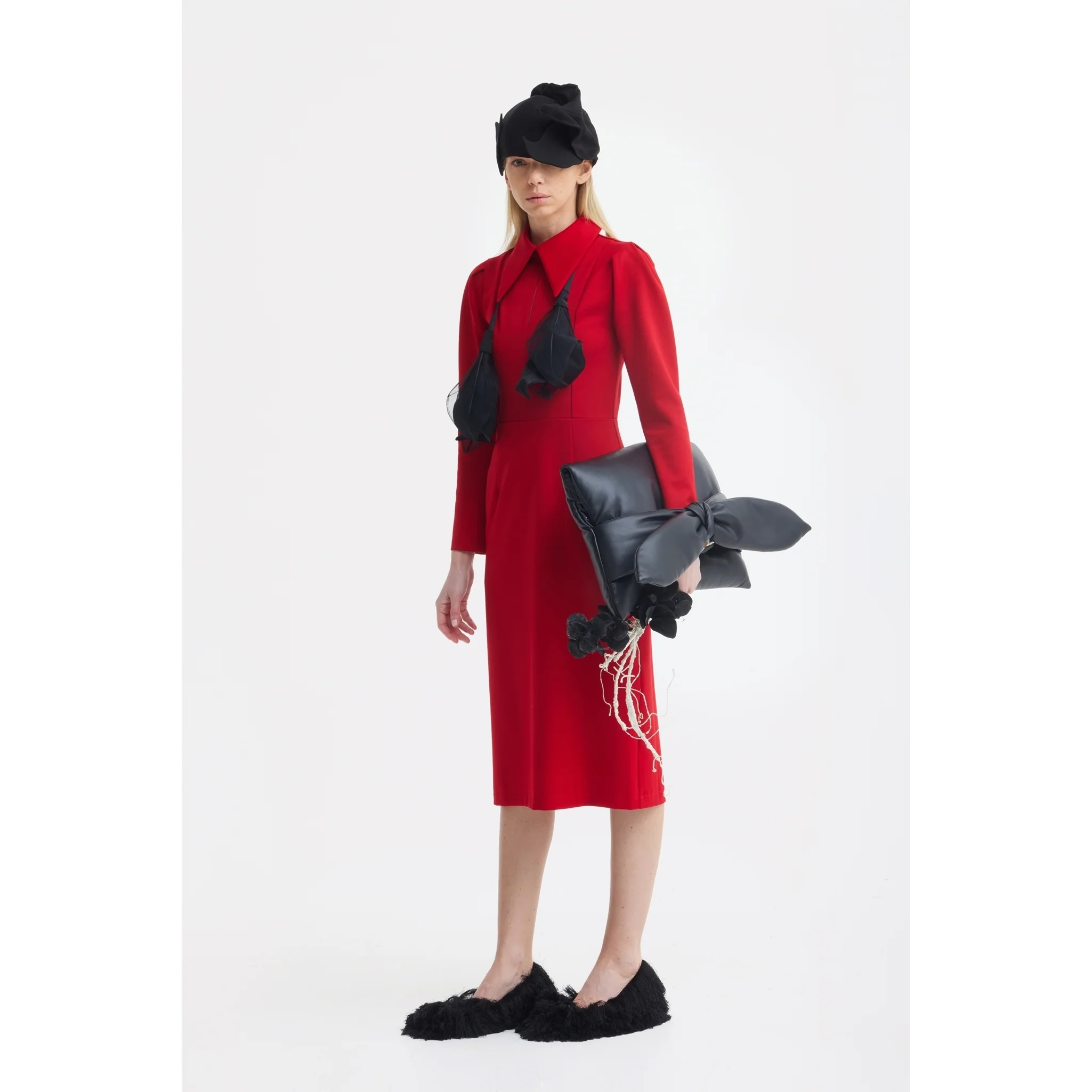 Solid Formal Midi Dress - Red - Image 9
