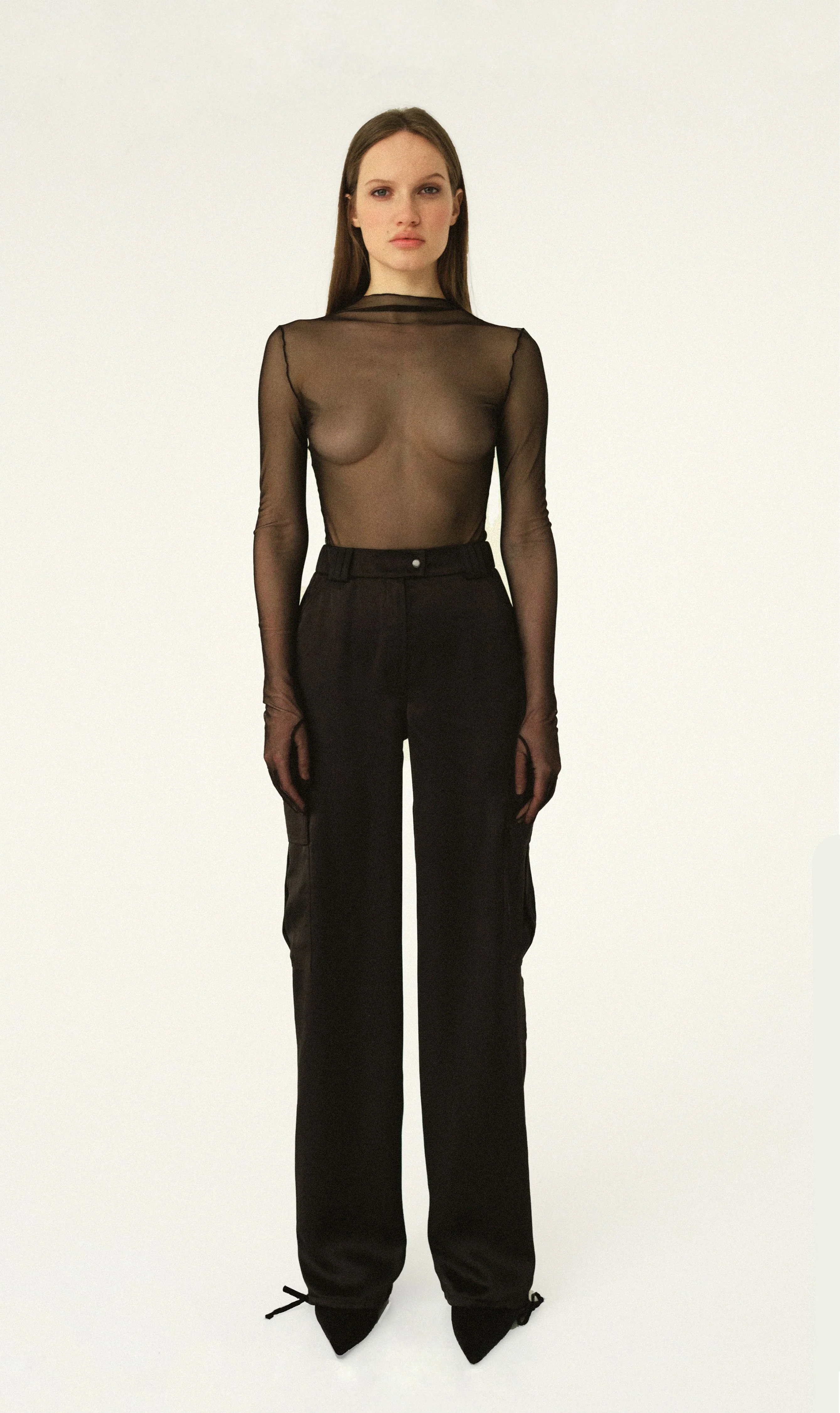Black Silky Cargo Pants - Image 3
