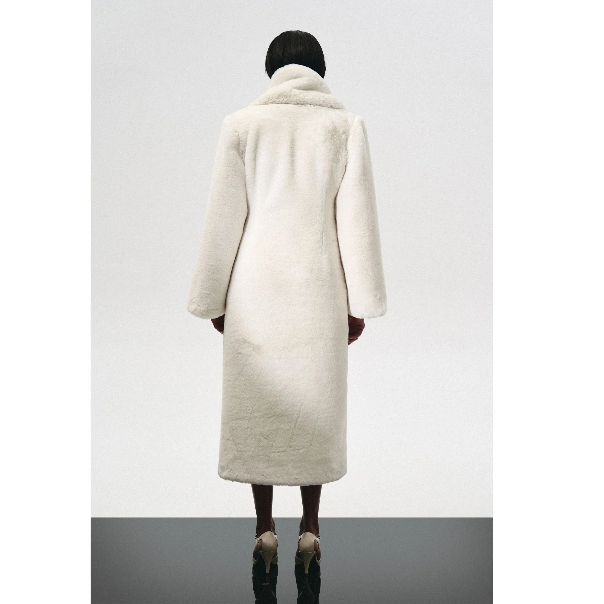 Fur Maxi Coat With Shawl Collar - Image 5
