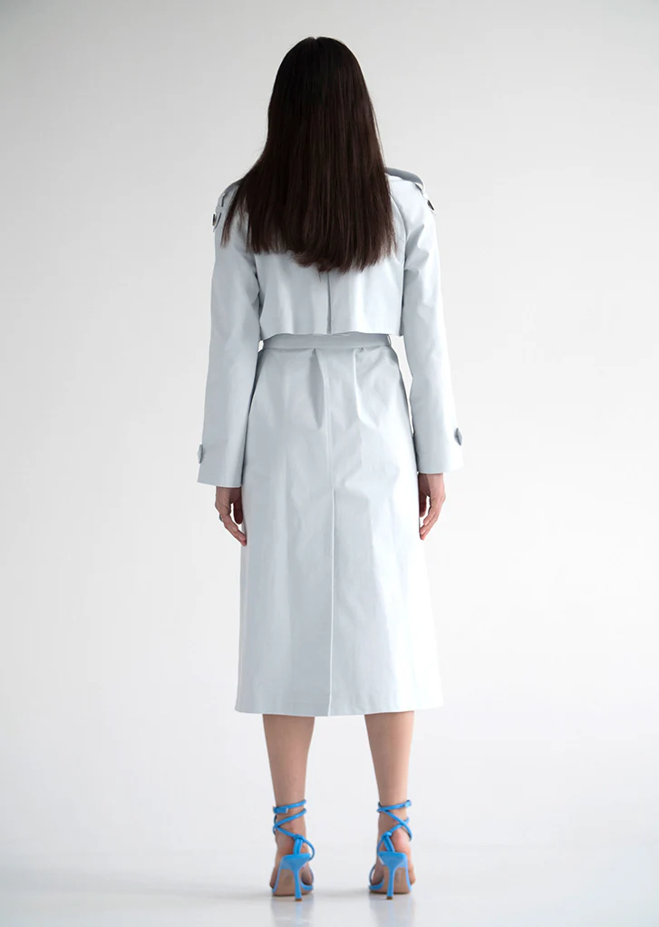 Trench Coat in Aqua Blue - Image 3