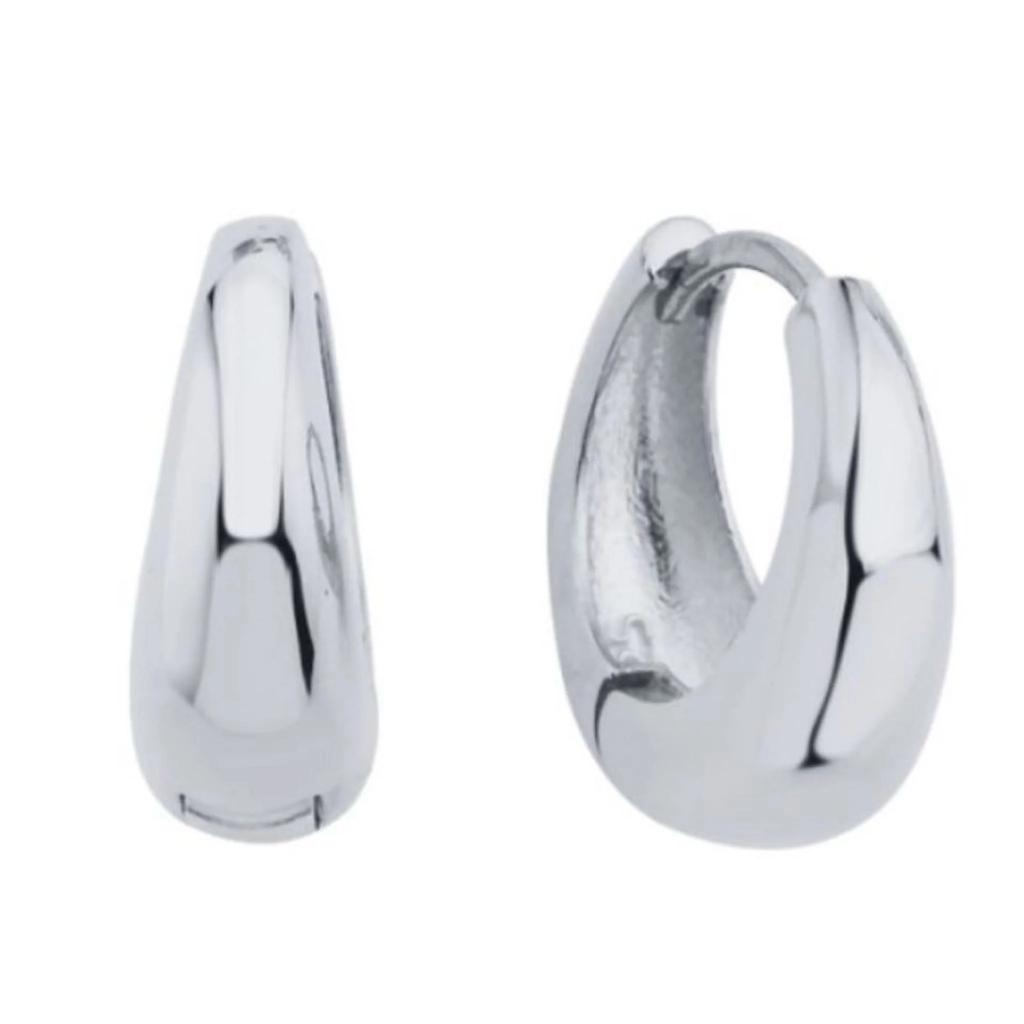 Chunky Huggie Hoop Earrings | Silver