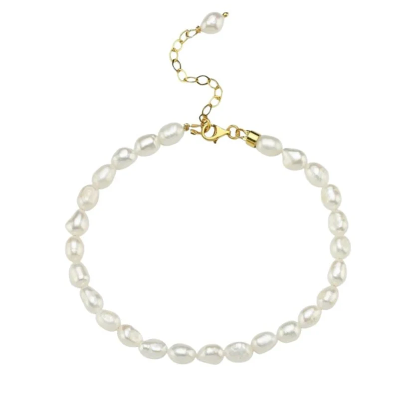 Jodie Delicate Pearl Anklet with Gold Clasp