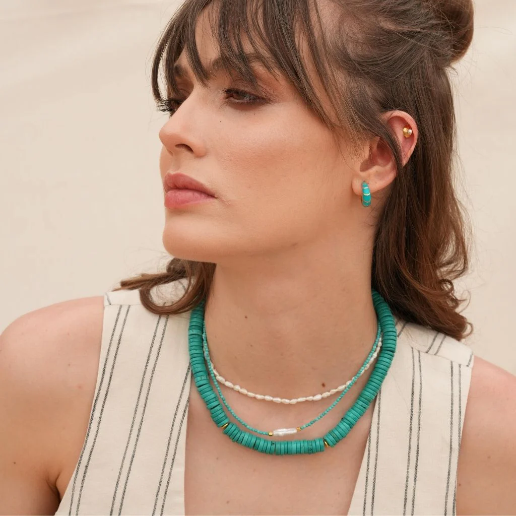 Meg Turquoise Small Pearl Necklace - Image 2