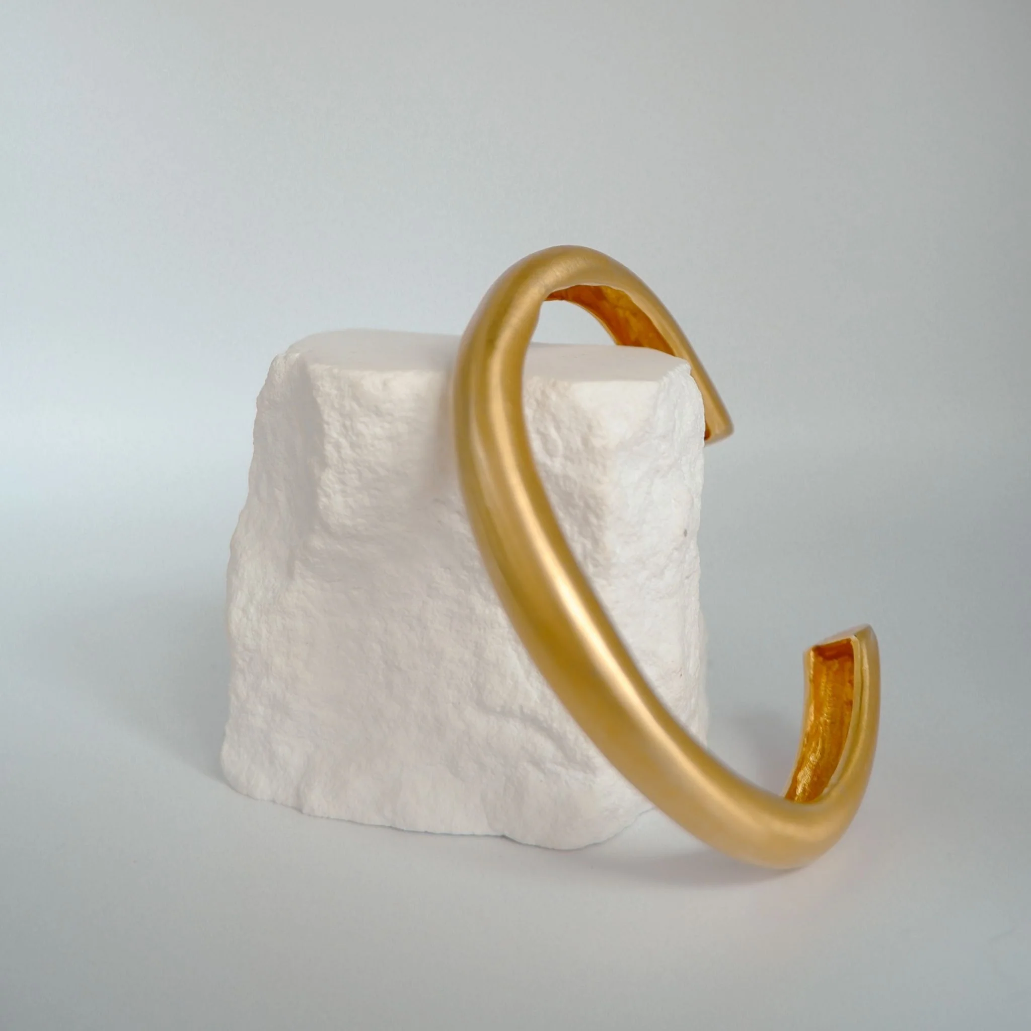 Thick Asymmetric Matte Gold Bracelet - Image 2