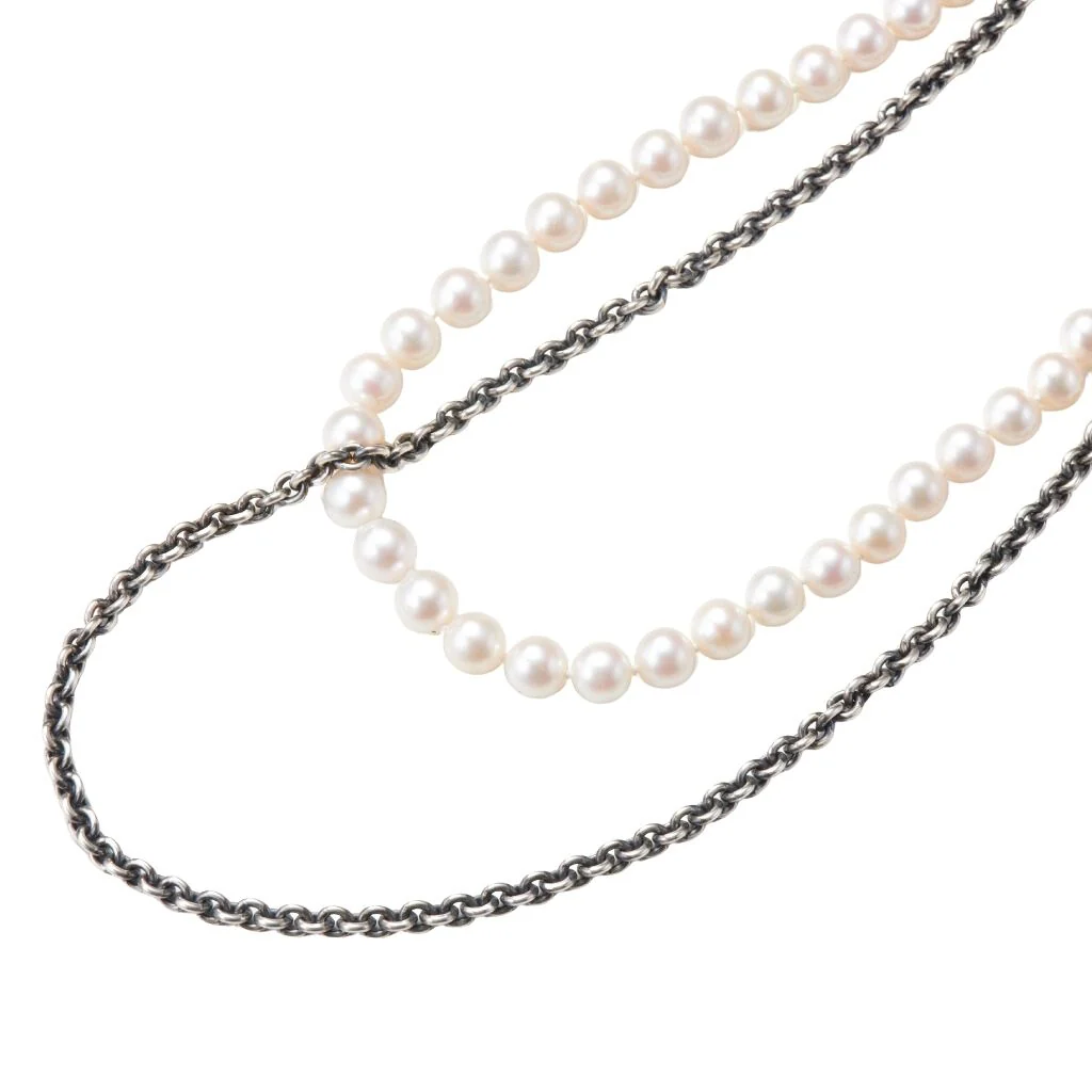 Layered Silver and Pearl Necklace - Image 2