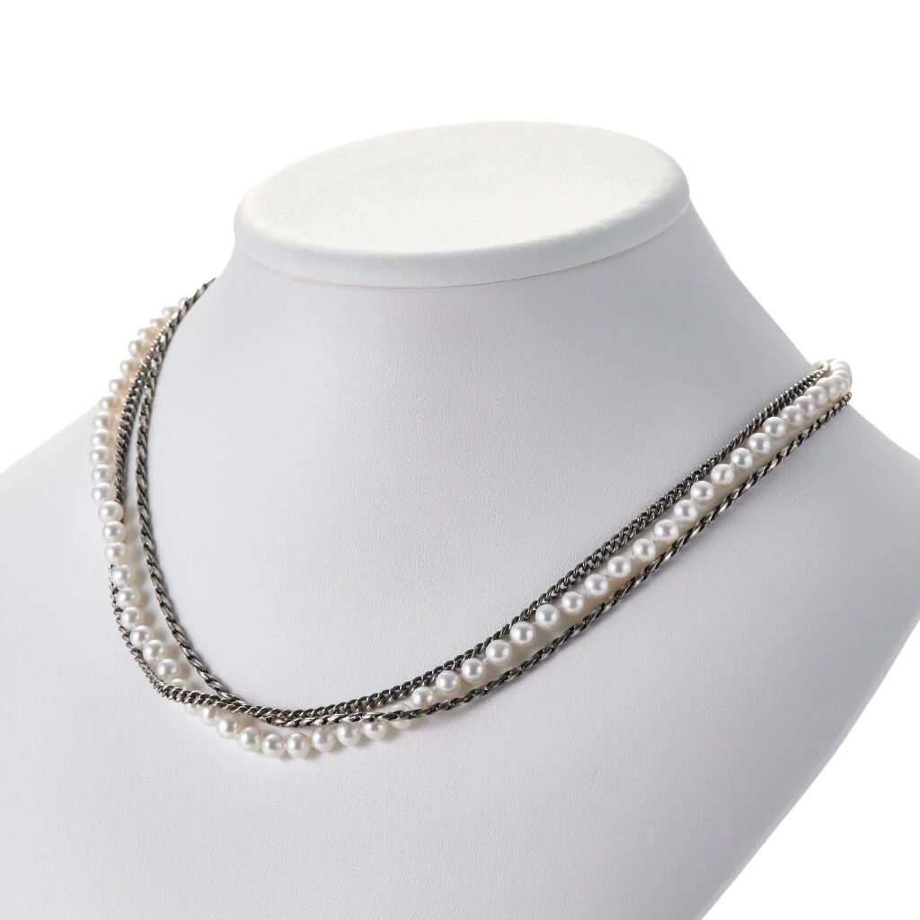 Layered Silver and Pearl Necklace - Image 2