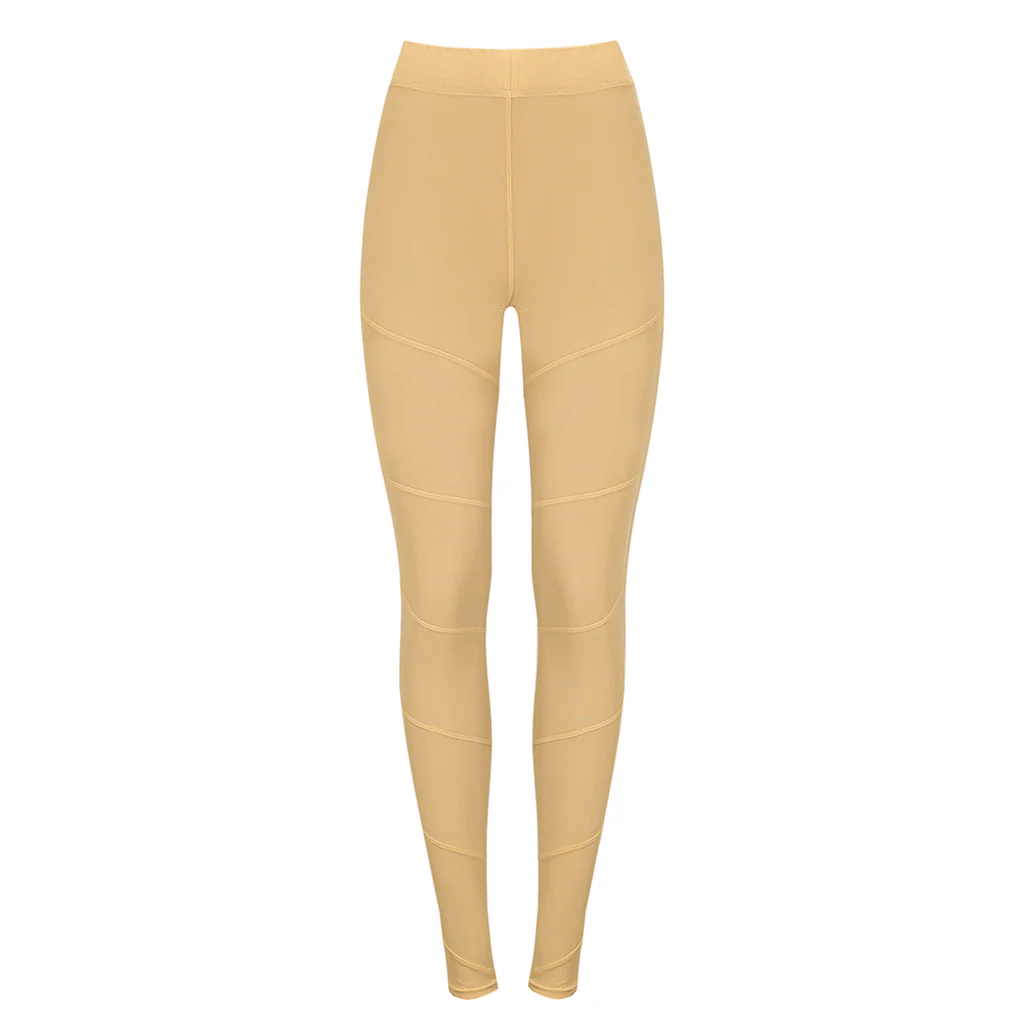 Beige Mesh Spiral Leggings