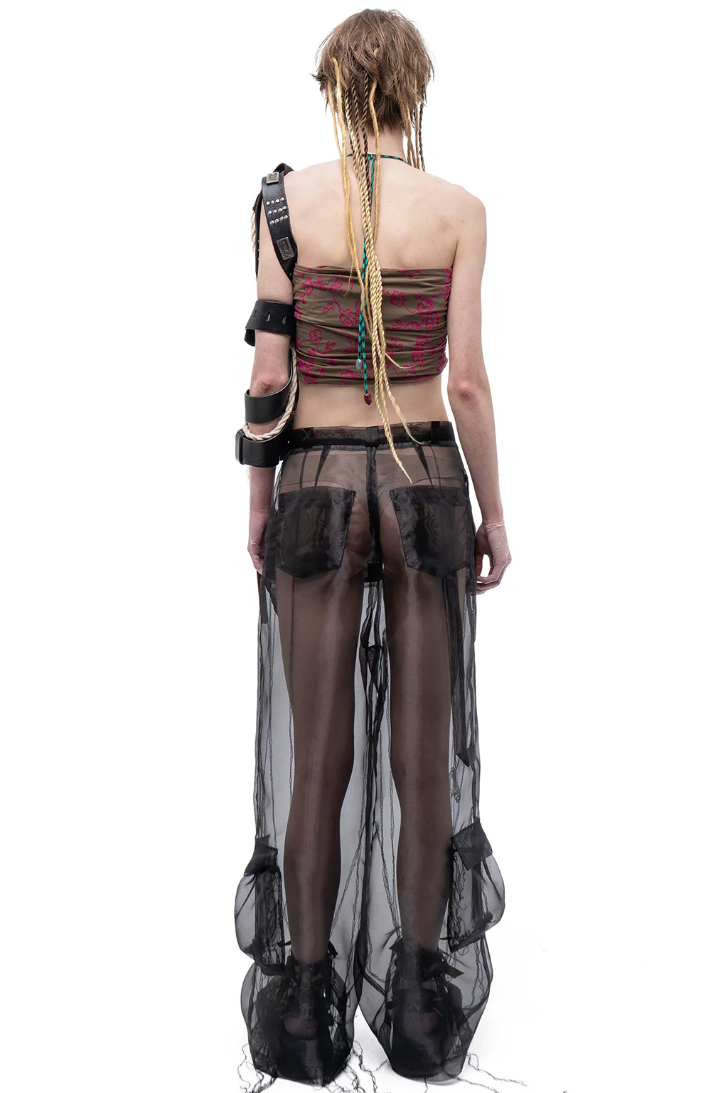 Black Organza Cargo Pants - Image 3